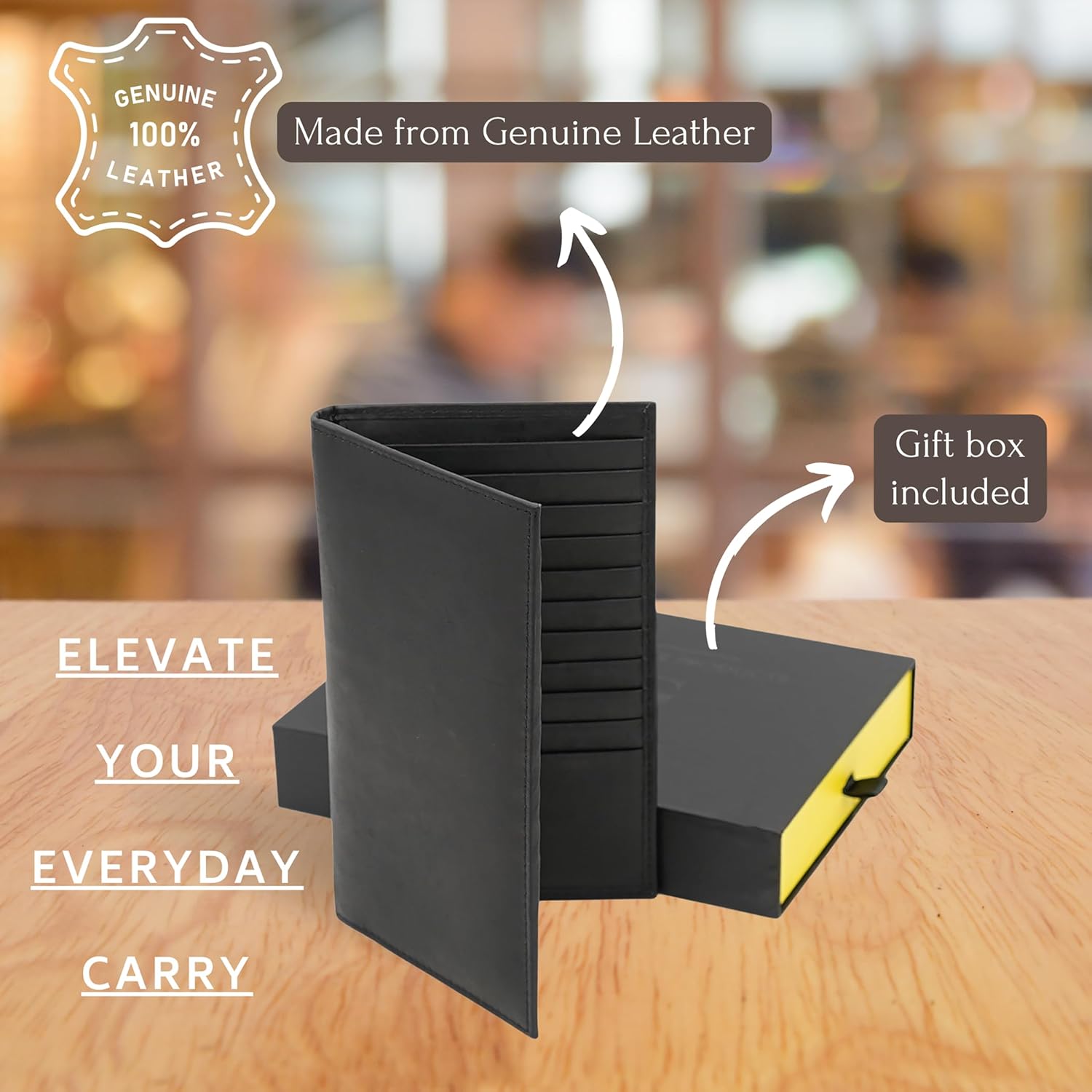 AG Wallets Men’s Long Leather Wallet – Slim RFID Bifold with 20 Card Slots, ID Window & 2 Bill Compartments – Soft Cowhide Credit Card Holder for Everyday Carry – Black - Image 5