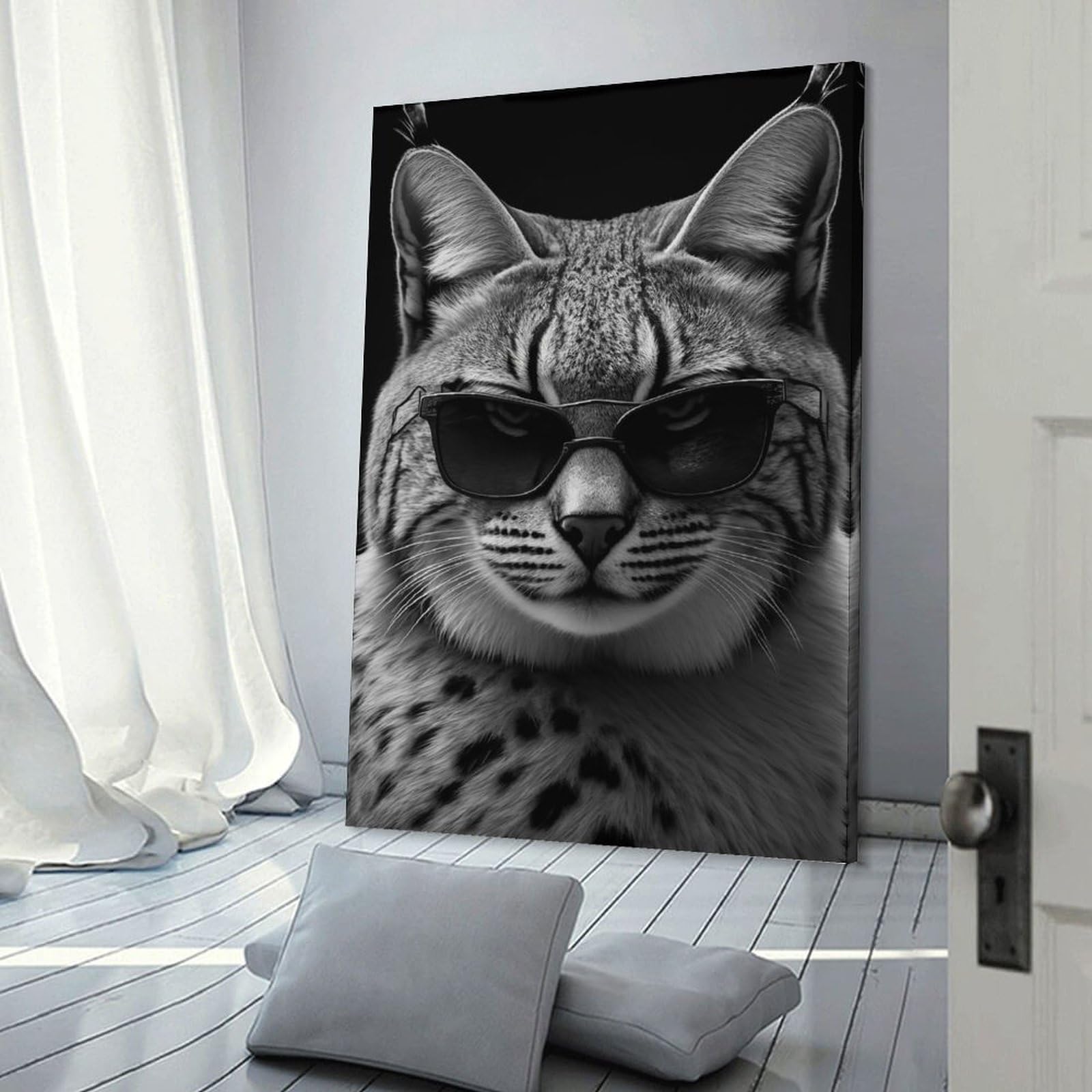 Junmoney Wall Art Print Portrait of A Bobcat, 12x18inch(30x45cm), for Contemporary Homes, Apartments Or Offices, An Easy Choice for New Home Styling