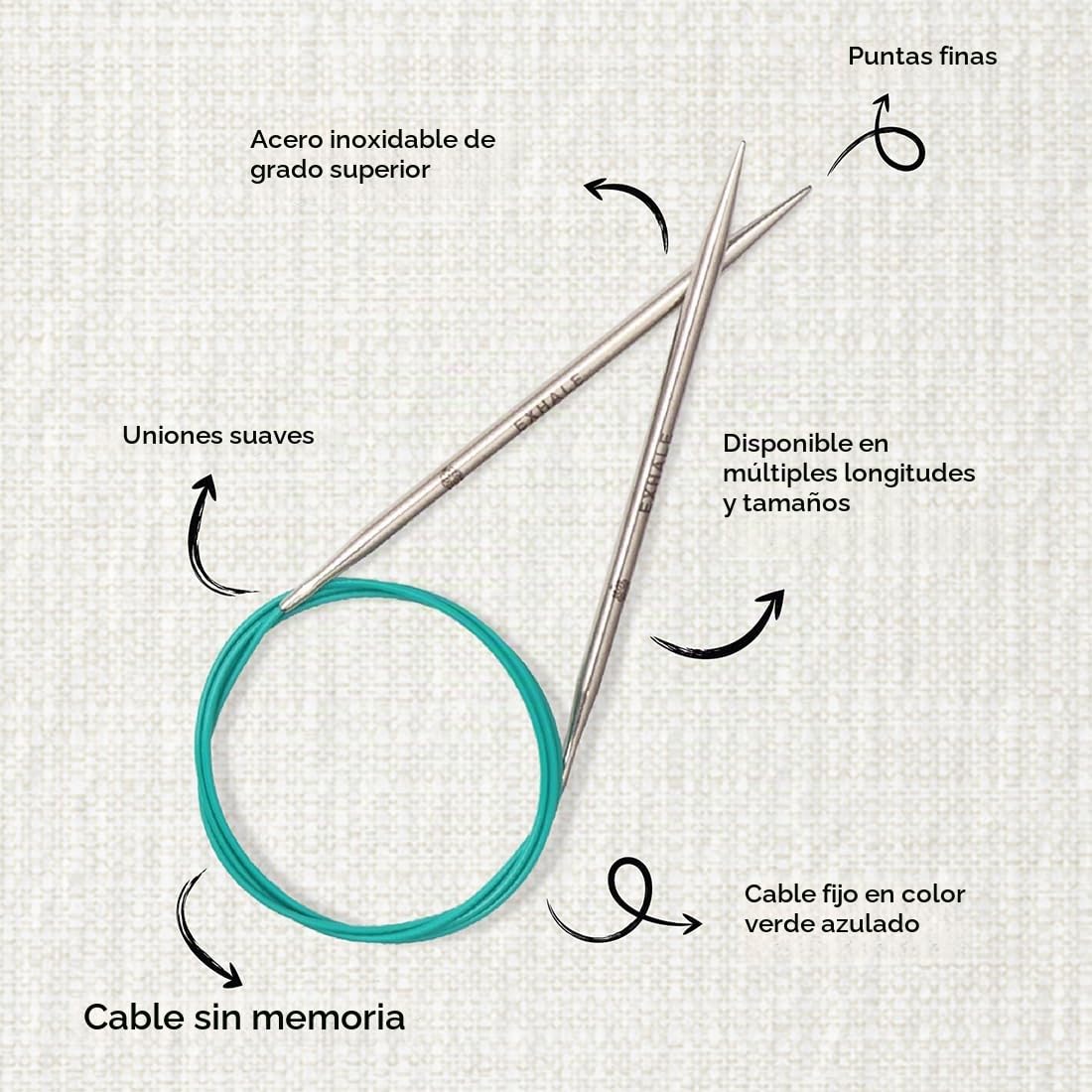 KnitPro Juego de agujas fijas Mindful - Par de agujas de tejer circulares de 13 cm con accesorios Juego Mindful Serenity para principiantes, profesionales y set de regalo