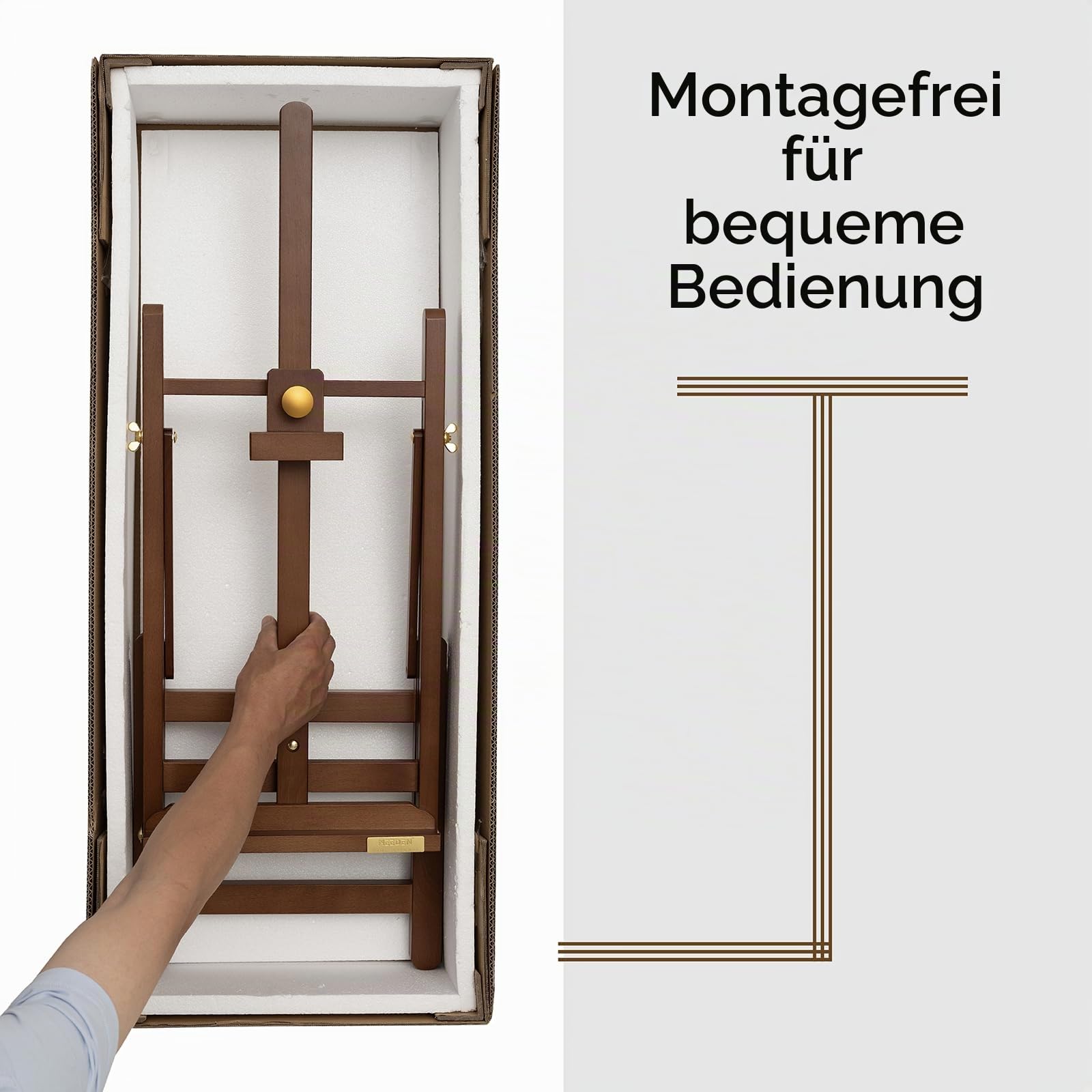 MEEDEN PRO Große Tischstaffelei – Montagefreie Desktop-Kunst-Staffelei für Leinwand bis zu 69,8 cm – H-Rahmen, verstellbarer Buchenholz-Staffelei zum Malen