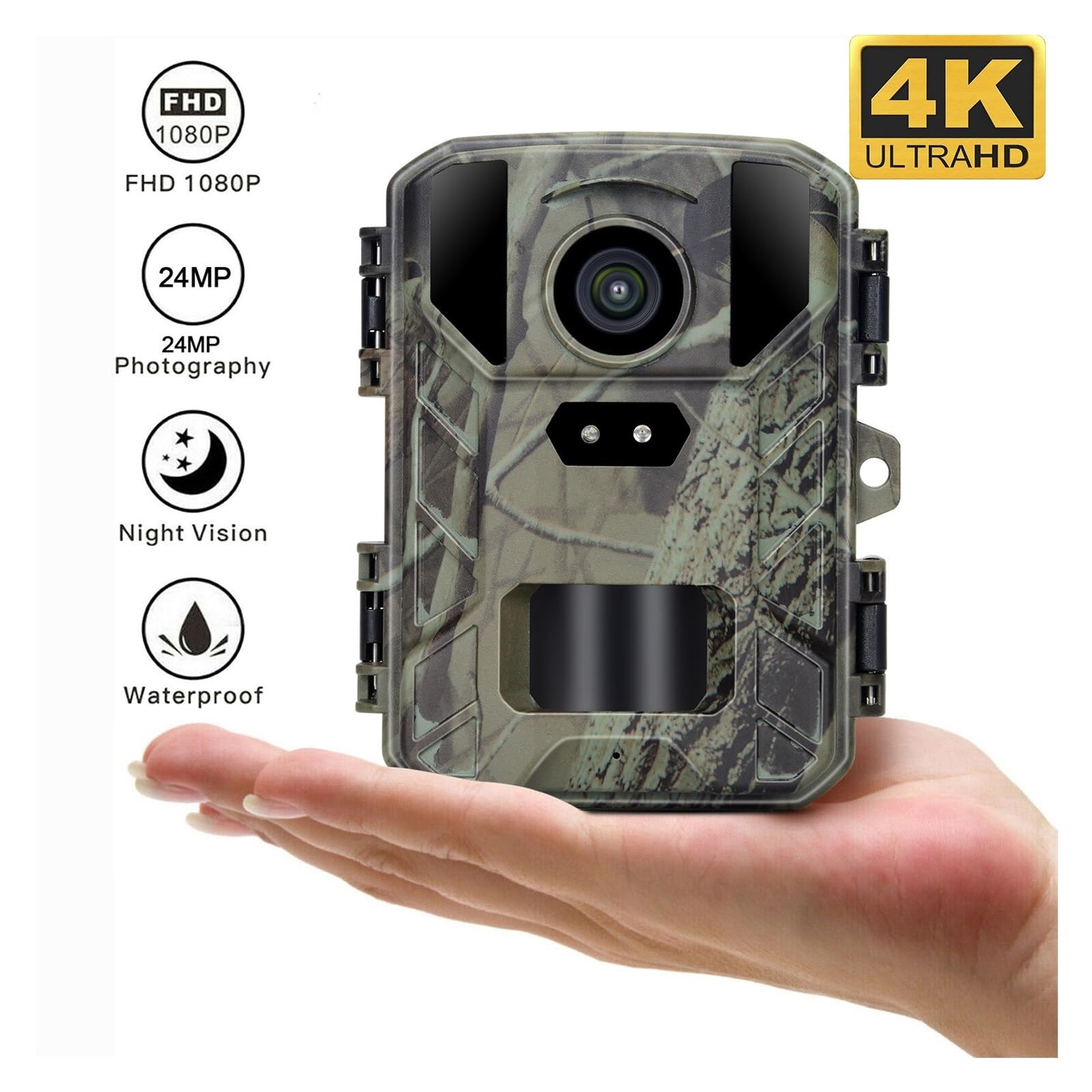 Kamera Obserwacji Dzikiej Przyrody 4K MiNi800 Mini Kamera Myśliwska Na Dziką Przyrodę 50MP Keep Way Obserwacyjna Wodoodporna HD Night Vision Fotopułapka Podczerwień Z Samochodem 256GB(With 32GB card)