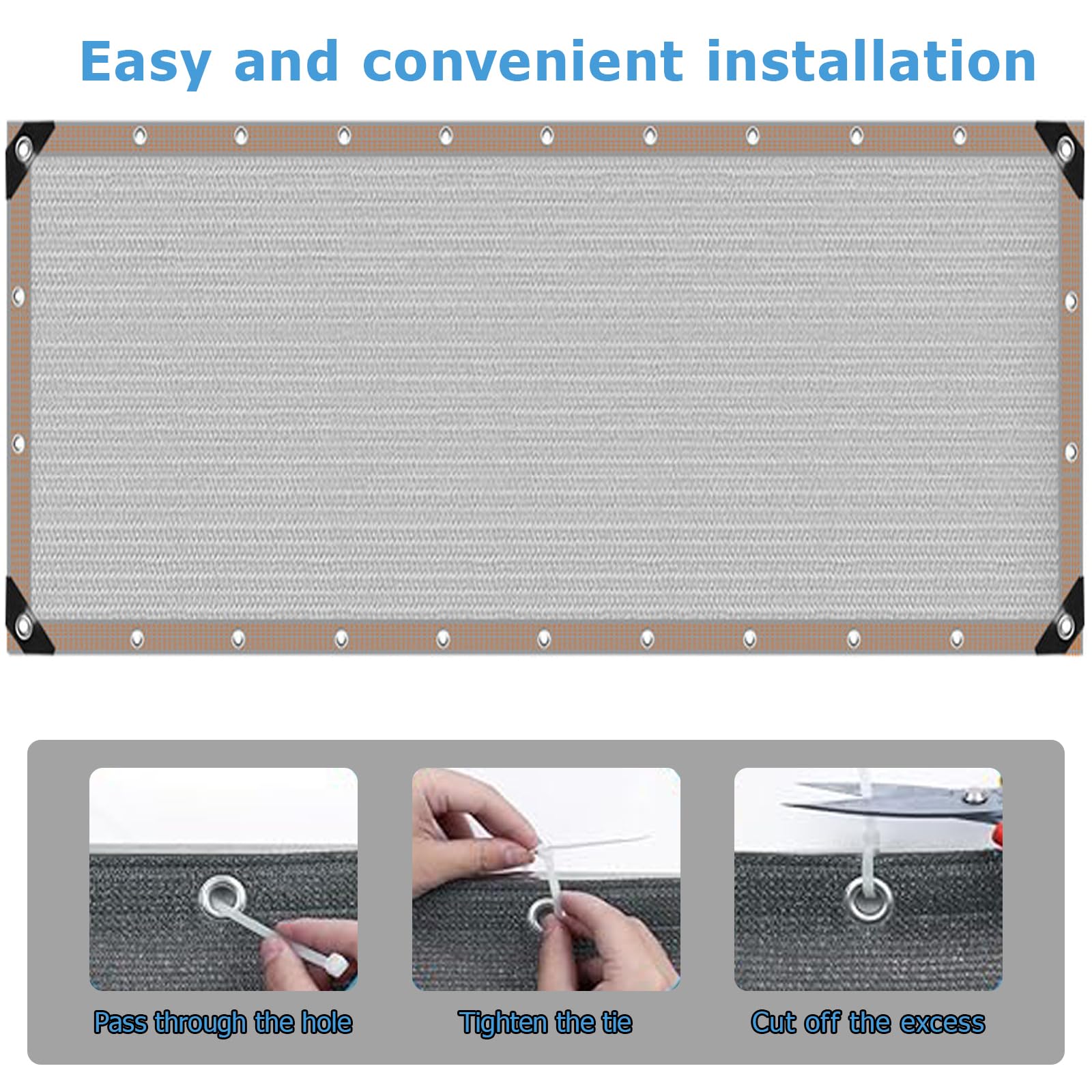 Privacidad de Balcón y Pantallas 1X10M ，Tela de privacidad Protección UV,Impermeable,Resistente al Viento,Malla de Ocultación para Jardín Exterior,con Ataduras de Cables Gris