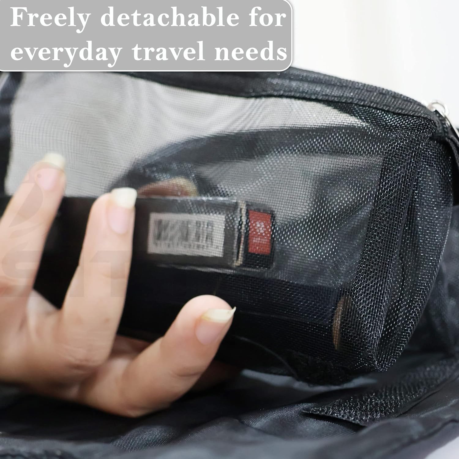 Rabbonix 4 in 1 Makeup Pouch Detachable Toiletry Bag for Travels Cosmetic Organizer for Women | Black | Pack of 01 1