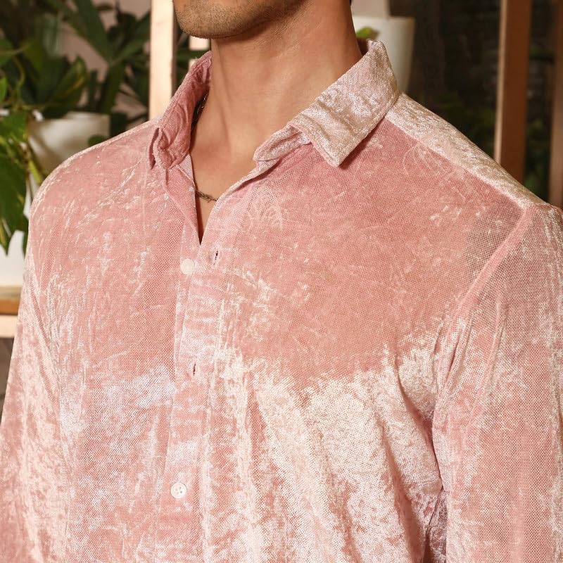 Image of CAHOOT Men's Olive Shirt Casual Wear | Shawl Collar | Long Sleeve | Button Closure | Shirt Crafted with Comfort Fit for Everyday Wear