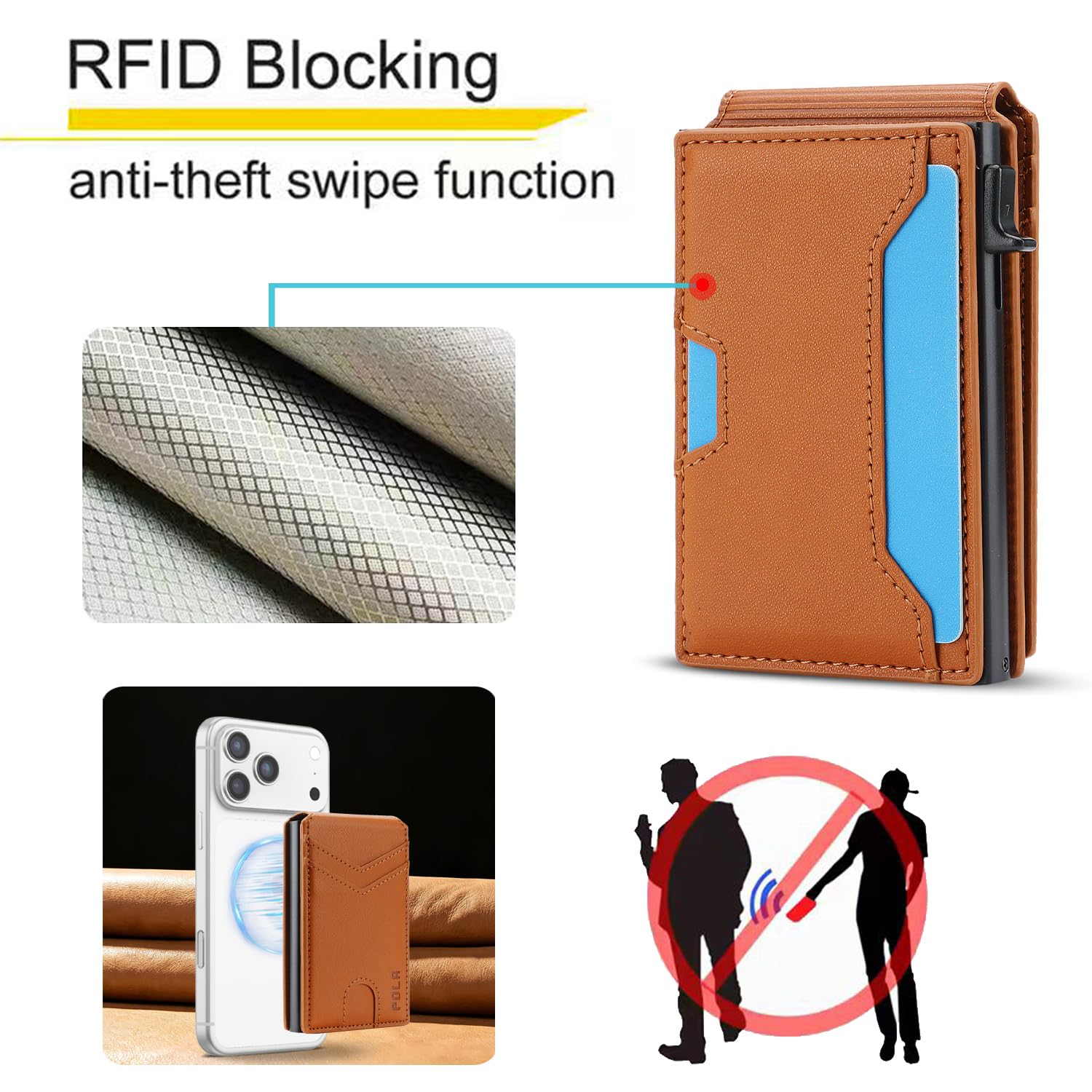 Funda para iPhone 15 2 en 1, Desmontable, con Compartimento magnético para Tarjetas, Cartera de Piel, Resistente a Golpes y protección RFID (para iPhone 15/Naranja).