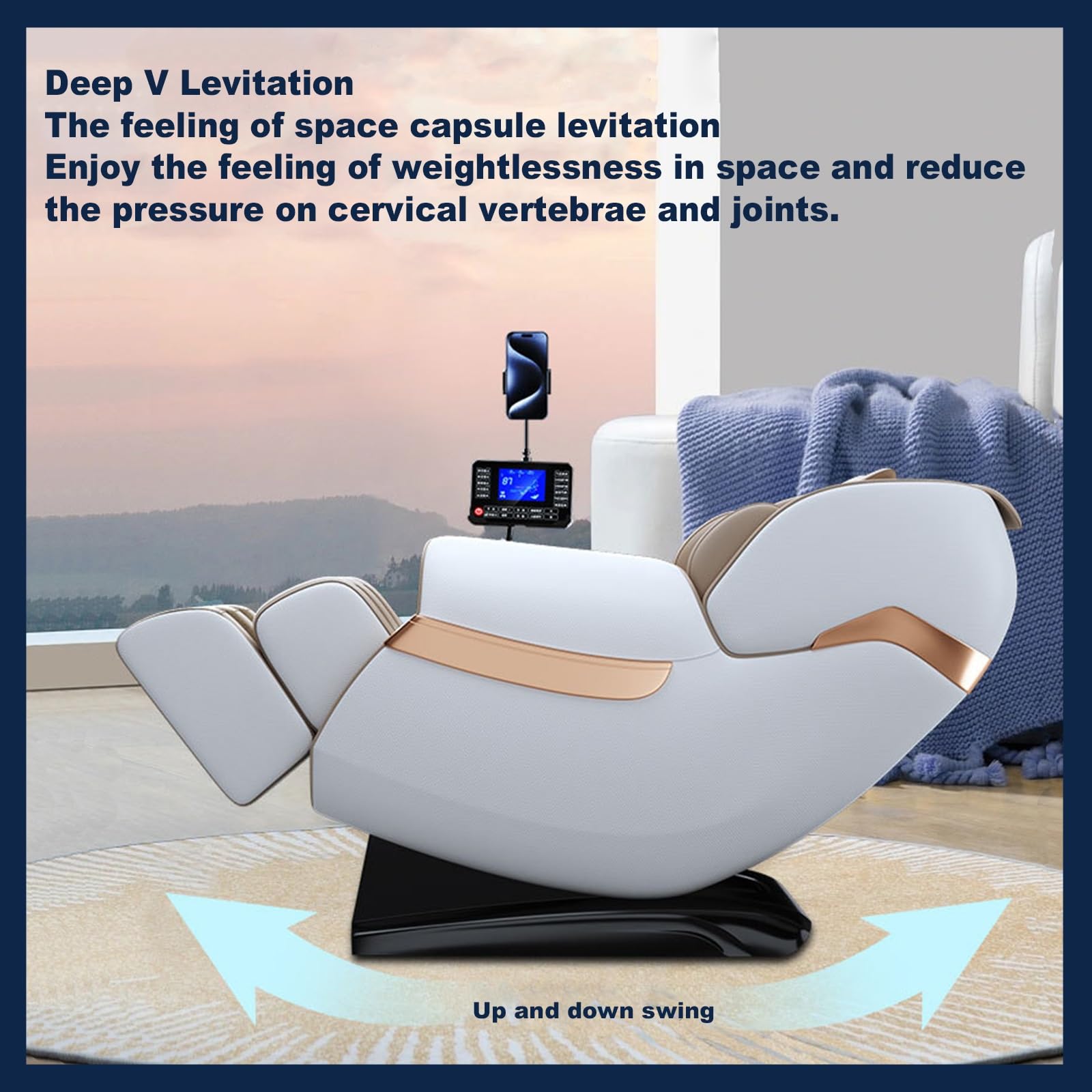 Sillón de Masaje de Gravedad Cero, Carril SL con Calefacción por Airbag en Todo El Cuerpo Reclinable Ergonómico Puede Ser Utilizado como Un Regalo para La Oficina En Casa(Noir)