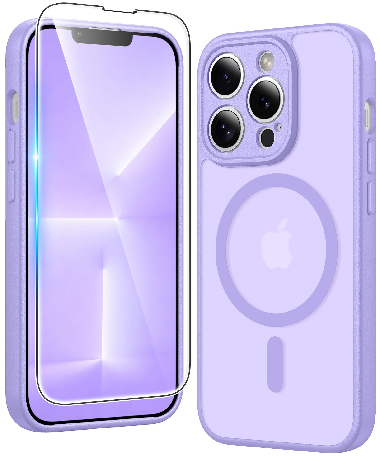 FNTCASE for iPhone 13 Pro Case Compatible with Magsafe Matte Phonecase | Screen Protector, Military Grade Drop Protection, Slim Magnetic Phone Cases, Shockproof Bumper, Translucent Cell Cover
