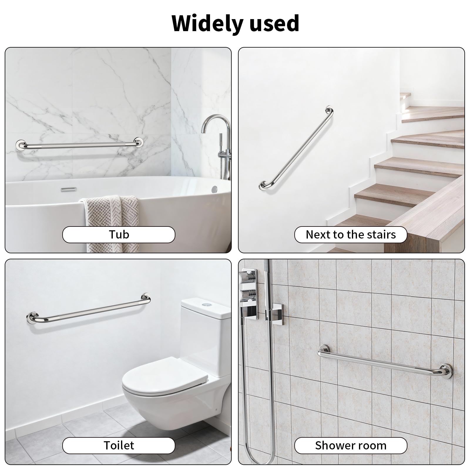 Munzong - Barra de agarre antideslizante para ducha, barra de agarre para duchas, barra de equilibrio moleteada de níquel cepillado para discapacitados, soporte de barandilla de seguridad para