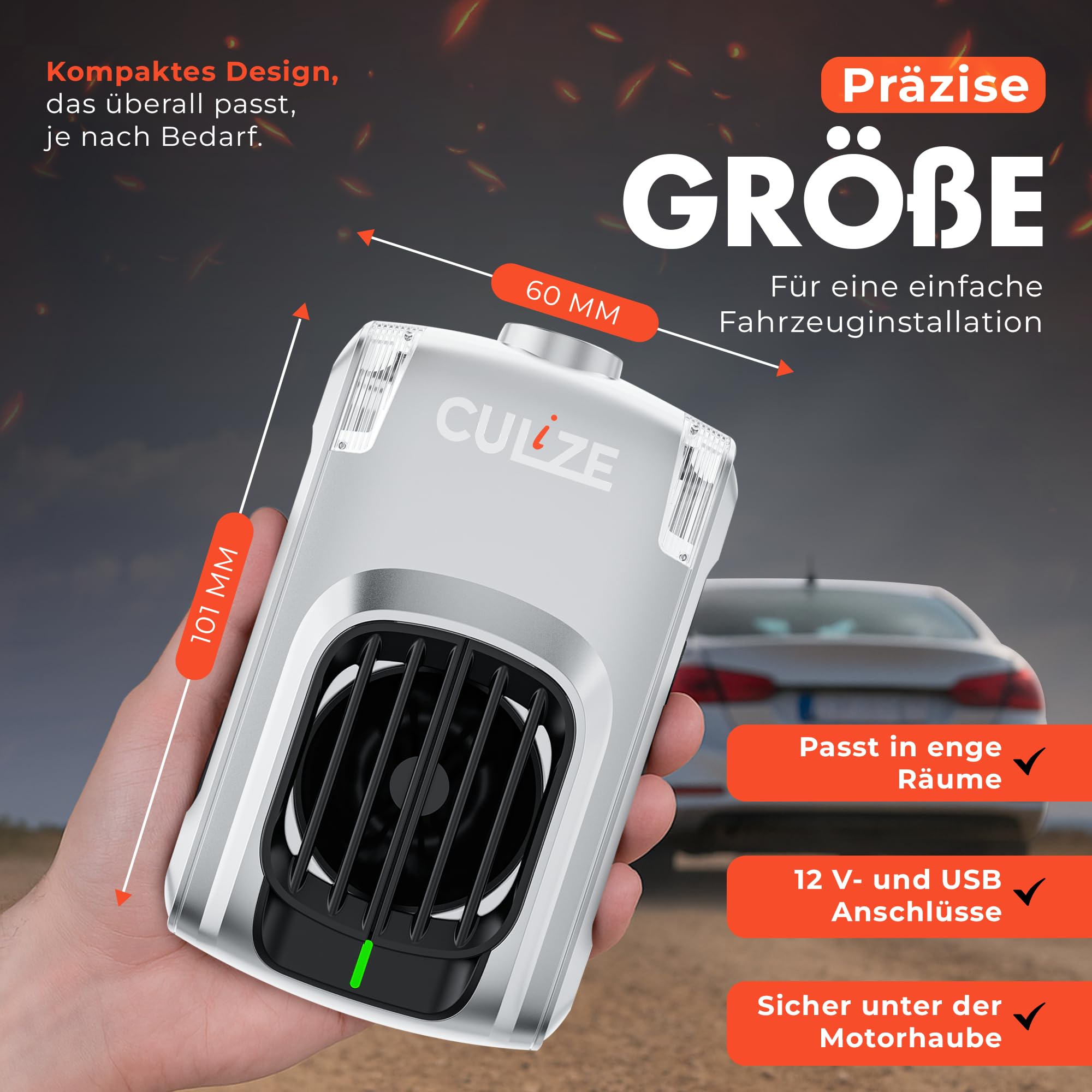 Dissuasore per martore 3 in 1 con ultrasuoni e effetto anti-abitudine per circa 100 m². Repellente per martore con sensore a infrarossi e protezione tripla. Protezione per martore per auto