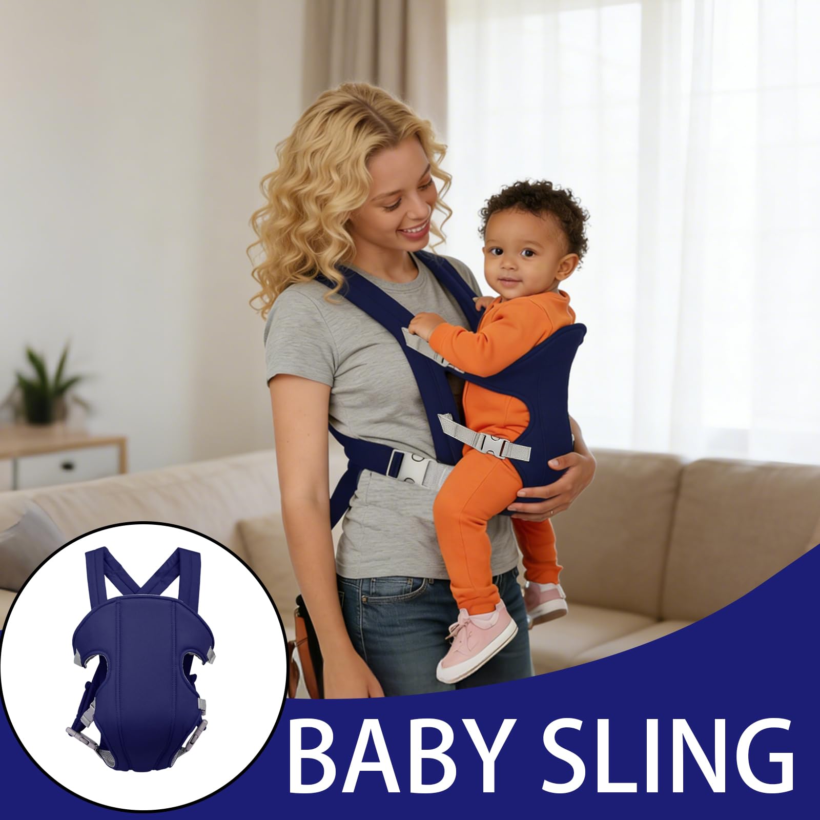 Mochila Portabebés para Bebe,Portabebés Recién bebé Pequeños,Mochila Portabebé Multifunción Para 3.5-15 Kg Recién Nacidos y Bebés (Azul marino)
