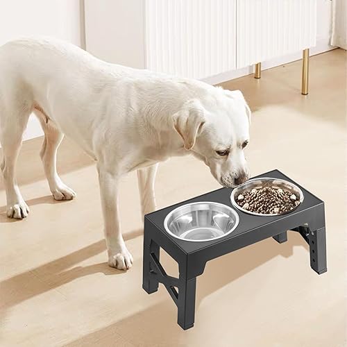 Miniatura 7 de Tazones elevados para perros, con 5 alturas ajustables con 2 cuencos gruesos de acero inoxidable de 50 onzas para perros pequeños, medianos y