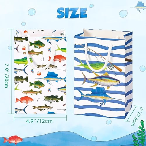 Miniatura 2 de WERNNSAI 16 bolsas de regalo para fiesta de pesca con asa para niños, bolsas de regalo de dulces de pesca con asa para niños, suministros de