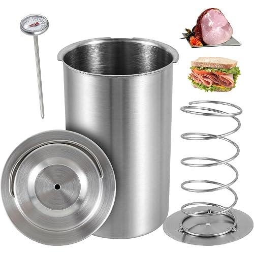 Ham Maker Meat Press Cooker, Upgraded Stainless Steel Deli Meat Press Mold with Thermometer, Large Capacity Homemade Lunch Meat Maker Machine Ham Press Maker for Cooking Pork Beef Fish Seafood