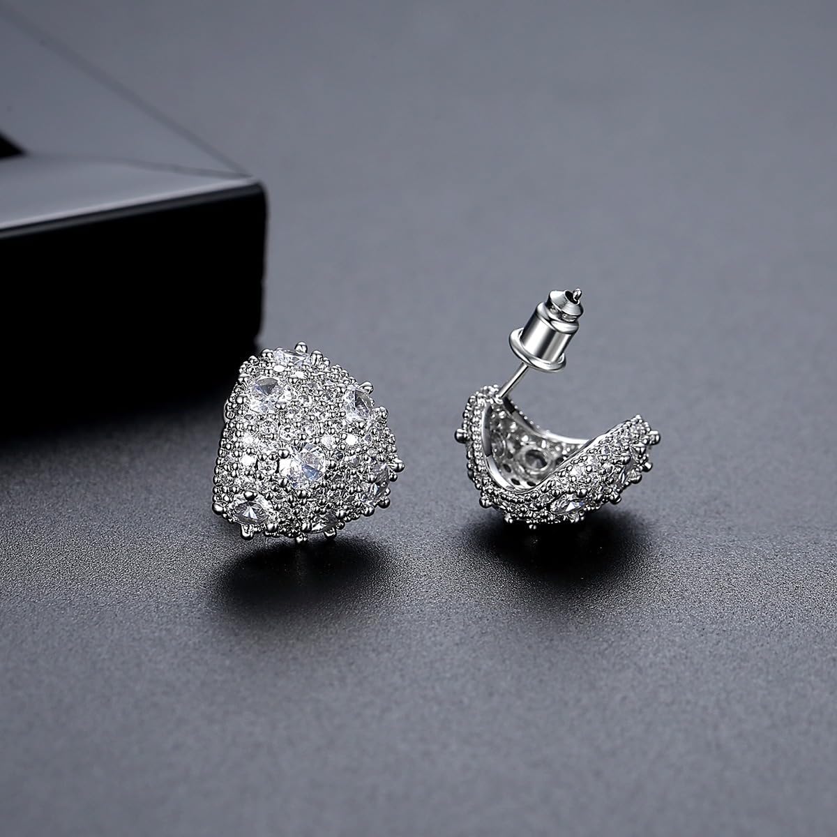 14K Gold Micro-Pave Moissanite Teardrop Earrings, Elegant & Chic