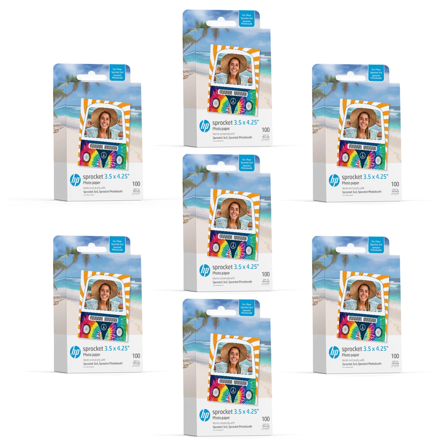 HP Sprocket 3.5 x 4.25” Zink Sticky-Backed Photo Paper (700 Pack) Compatible with HP Sprocket 3x4 Photobooth and Photo Printer