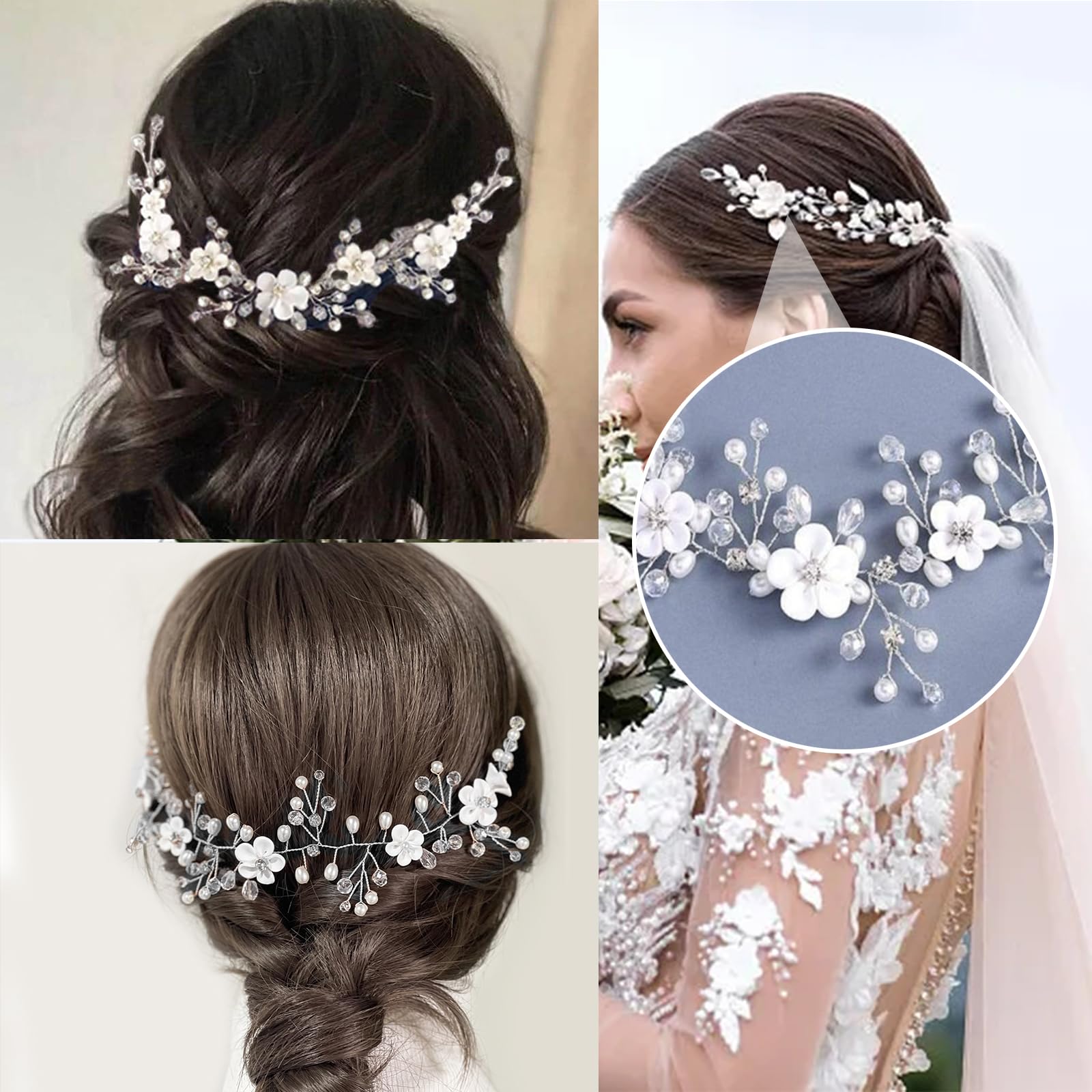 bijoux cheveux femme mariage blanc, Bijou Cheveux Mariage, Ruban Couronne Florale Bandeau, Couronne De Fleurs Pour Cheveux Enfant Pour La Mariée, Fiançailles, Mariage, Anniversaire, Fêtes