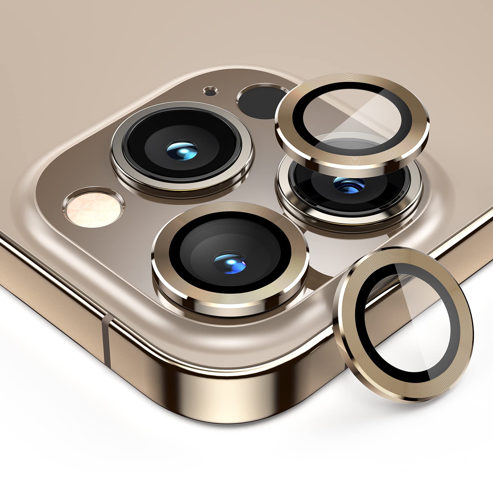 OIFEN for iPhone 13 Pro Max & iPhone 13 Pro Camera Lens Protector，HD Anti-Scratch Tempered Glass Camera Protector Cover for 13Pro 6.1" / 13 ProMax 6.7 inch 2021 (Gold)