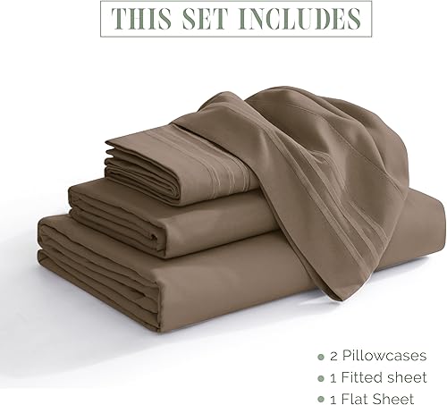 Vista 383 de Elegant Comfort - Juego de sábanas de 3 piezas de lujo de 1500 hilos, calidad egipcia, Microfibra, Blanco, Completo