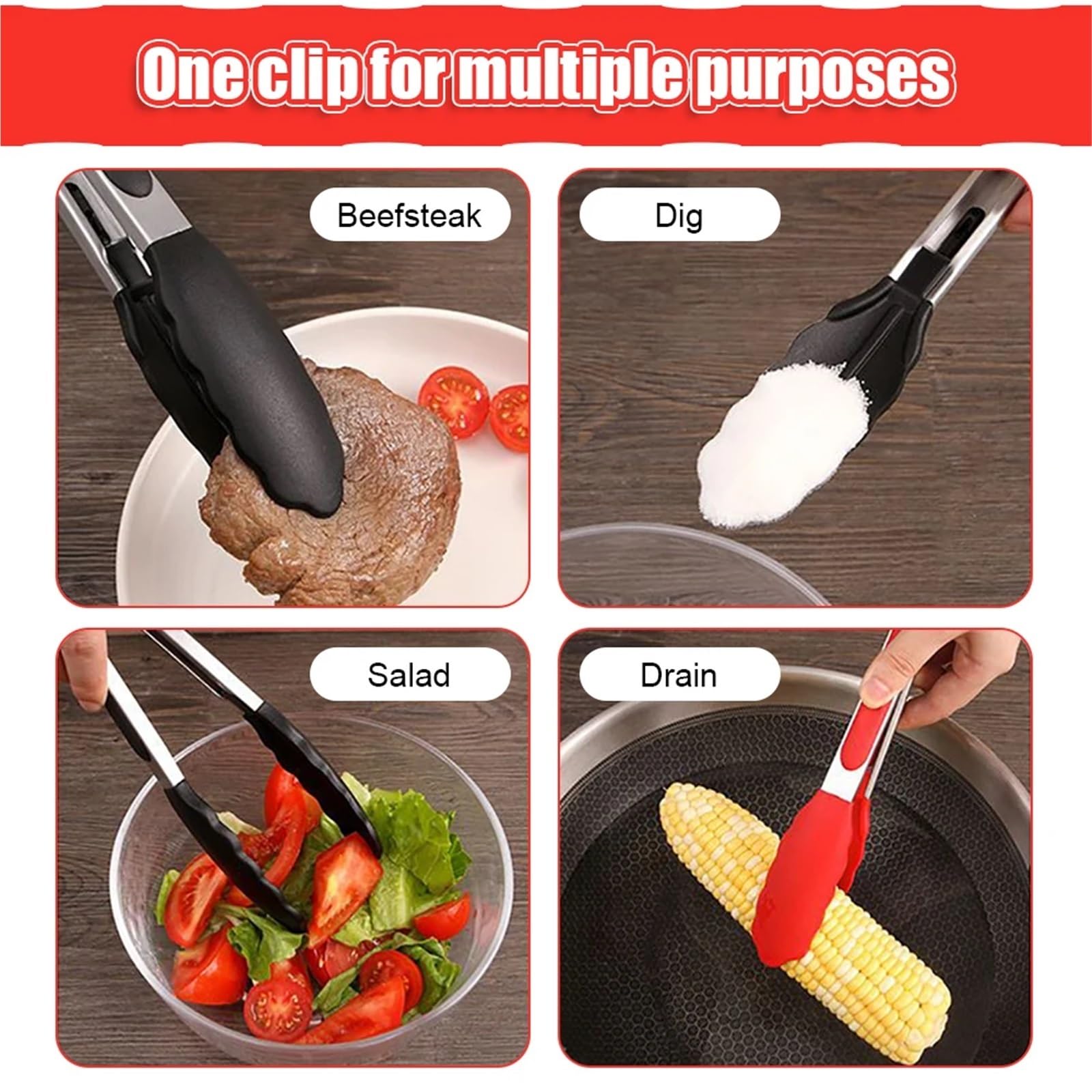 Pinze Da Cucina 3 unids/set de silicona for barbacoa, pinzas for asar, cocina, ensalada, pan, pinzas for servir, pinzas antiadherentes for barbacoa, abrazadera, herramientas de acero inoxidable, Gadge