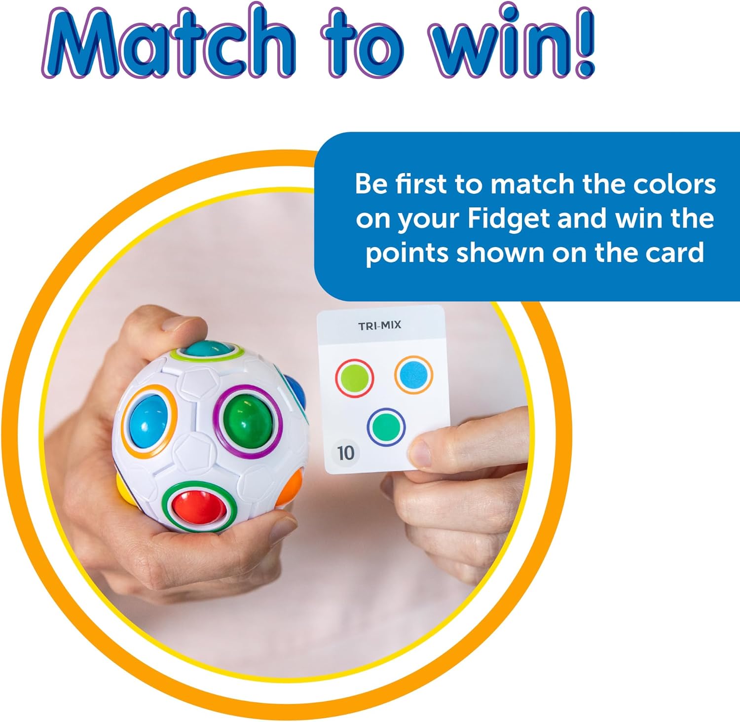 Continuum Games Fidget About It The Fast Paced Puzzle Dice Rolling Fidget Toy Board Game - Click the Orbs and Solve The Puzzles On The Cards - Fun for Family Game Nights - 2-4 Players Ages 6 and Up