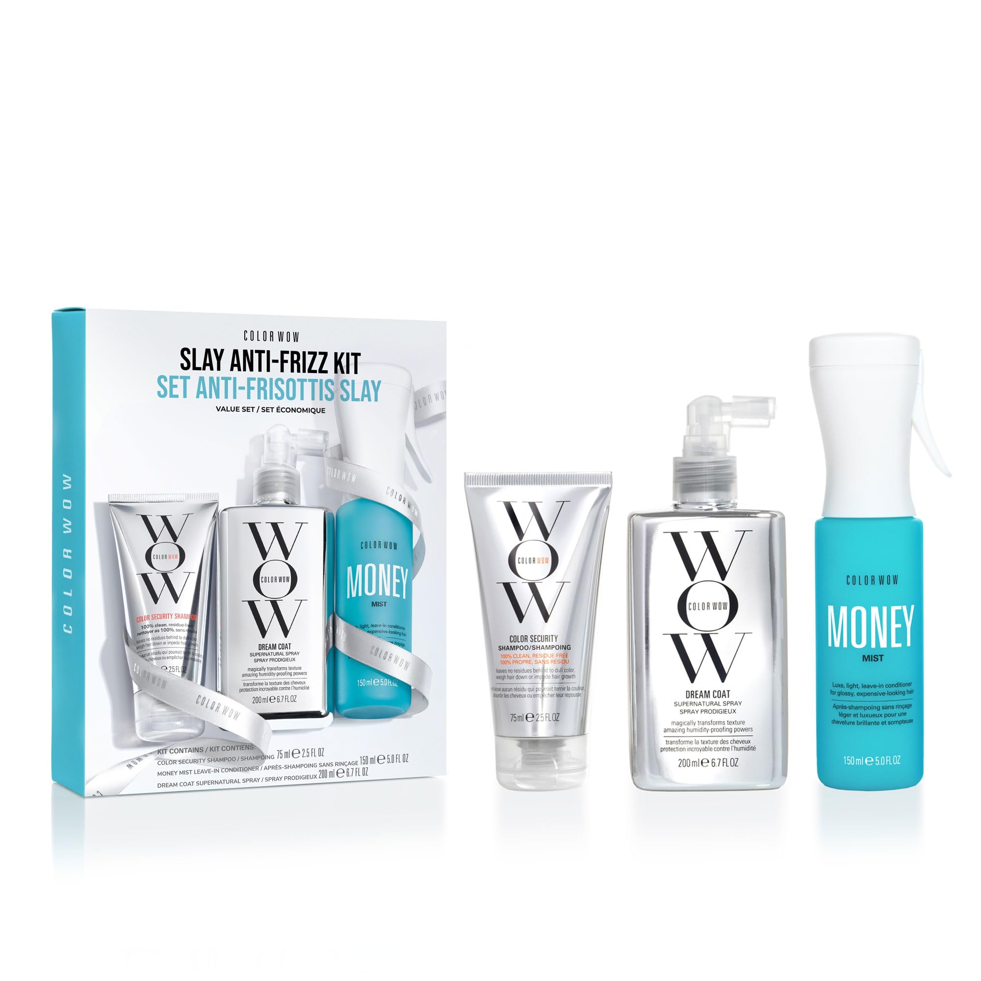 COLOR WOW Dream Coat Anti-Humidity Treatment Spray – Anti-Frizz Hair Smoothing Spray with Built-in Heat Protectant, Award-Winning Leave In Treatment for Glassy Smooth, Shiny Styles up to 3-4 Washes: 4.73 Fl Oz (Pack of 3)