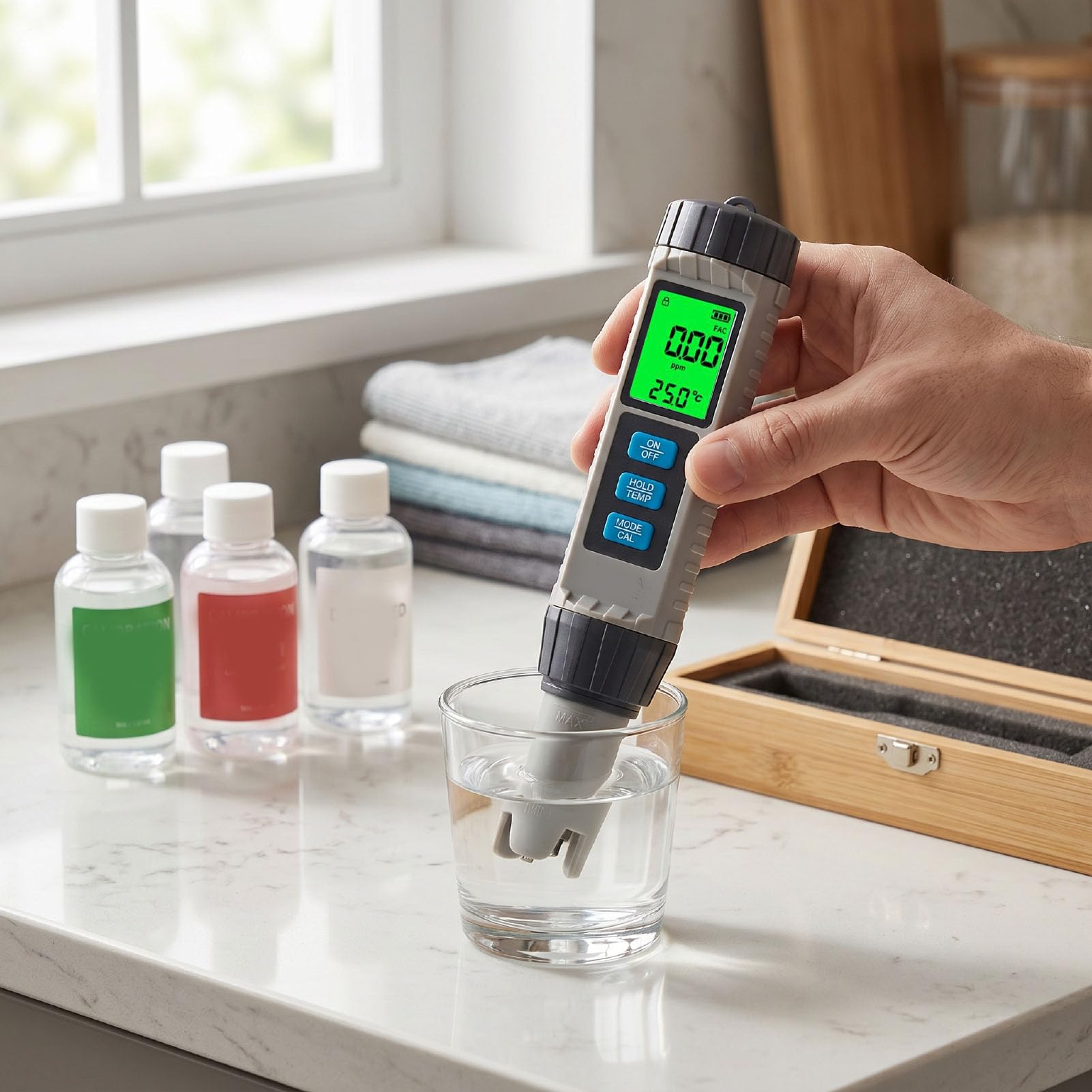 Jiawu 8-in-1-Wasserqualitätstester TDS EC PH Temp ORP S.G CL Salz für Pool | ABS-Material, automatische Temperaturkompensation von 0–60 °C, 200-mAh-Batterie, Hydroponiktests im Pool-Spa