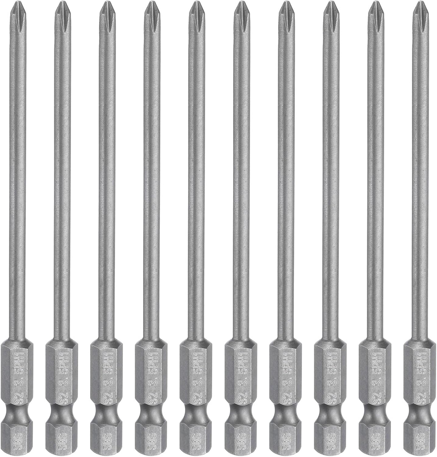 HARFINGTON 10pcs #1 Phillips Screwdriver Bit PH1 1/4" Hex Shank 4" (100mm) Long Magnetic S2 Steel Industrial Grade Screw Driver Bit Cross Head Electric Drill Bits 0.197" (5mm) Rod