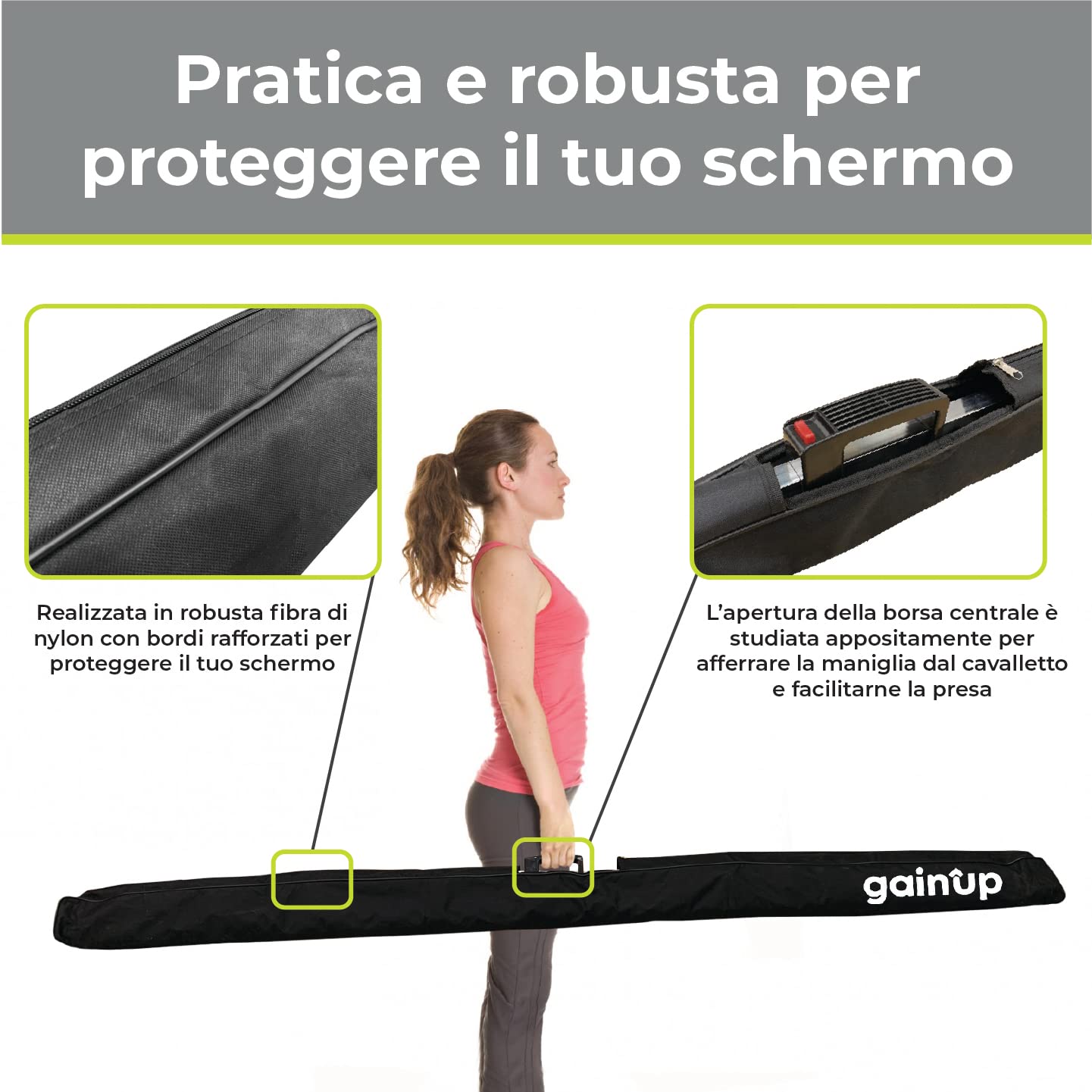 PROVIS GAINUP Borsa Morbida per Schermi su Treppiede - Fino a 150cm | Borsa da Trasporto per Schermo Proiezione Manuale Videoproiezione in Nylon | 100% Professionale di Qualità Superiore