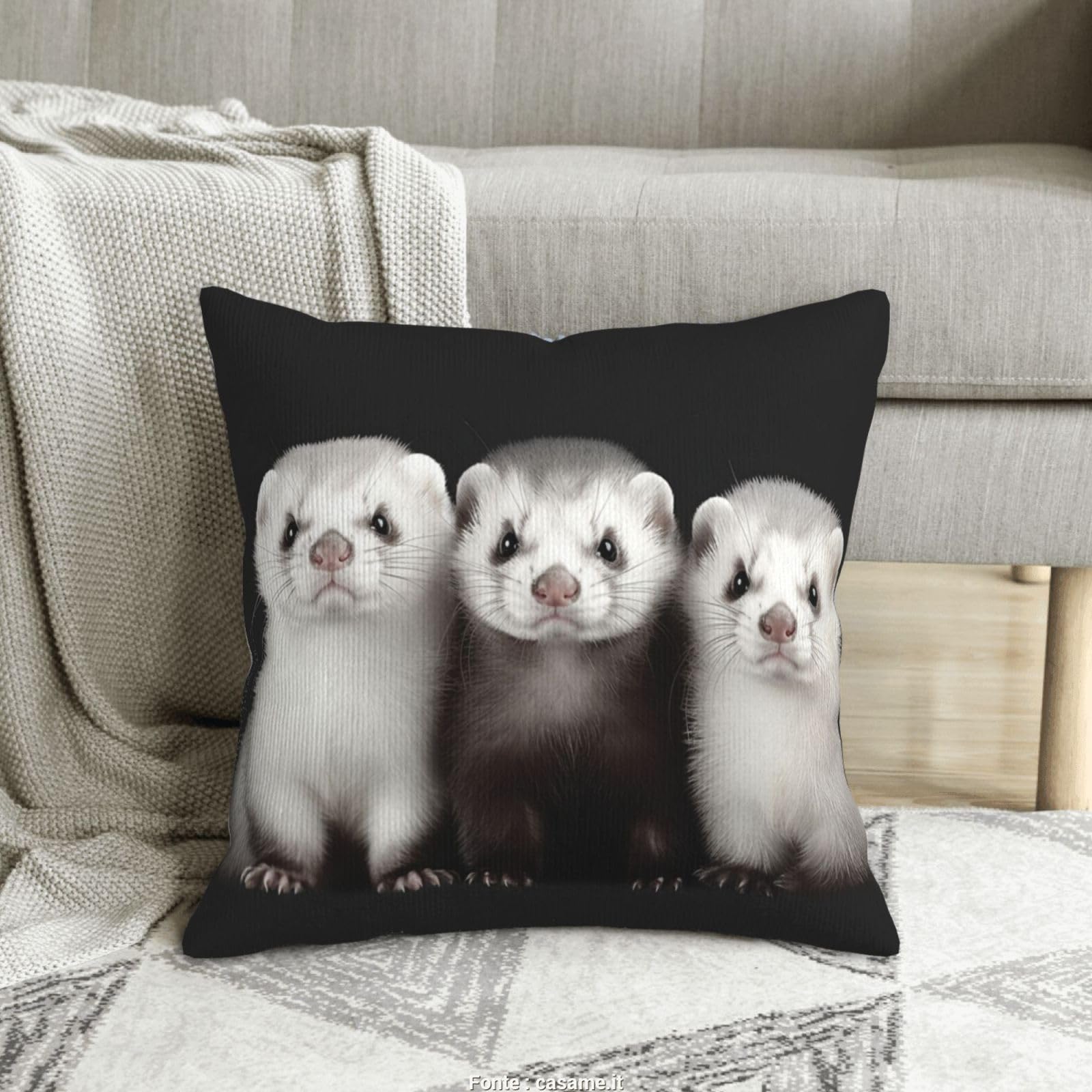 Housses de coussin en velours furets 45x45 cm pour canapé