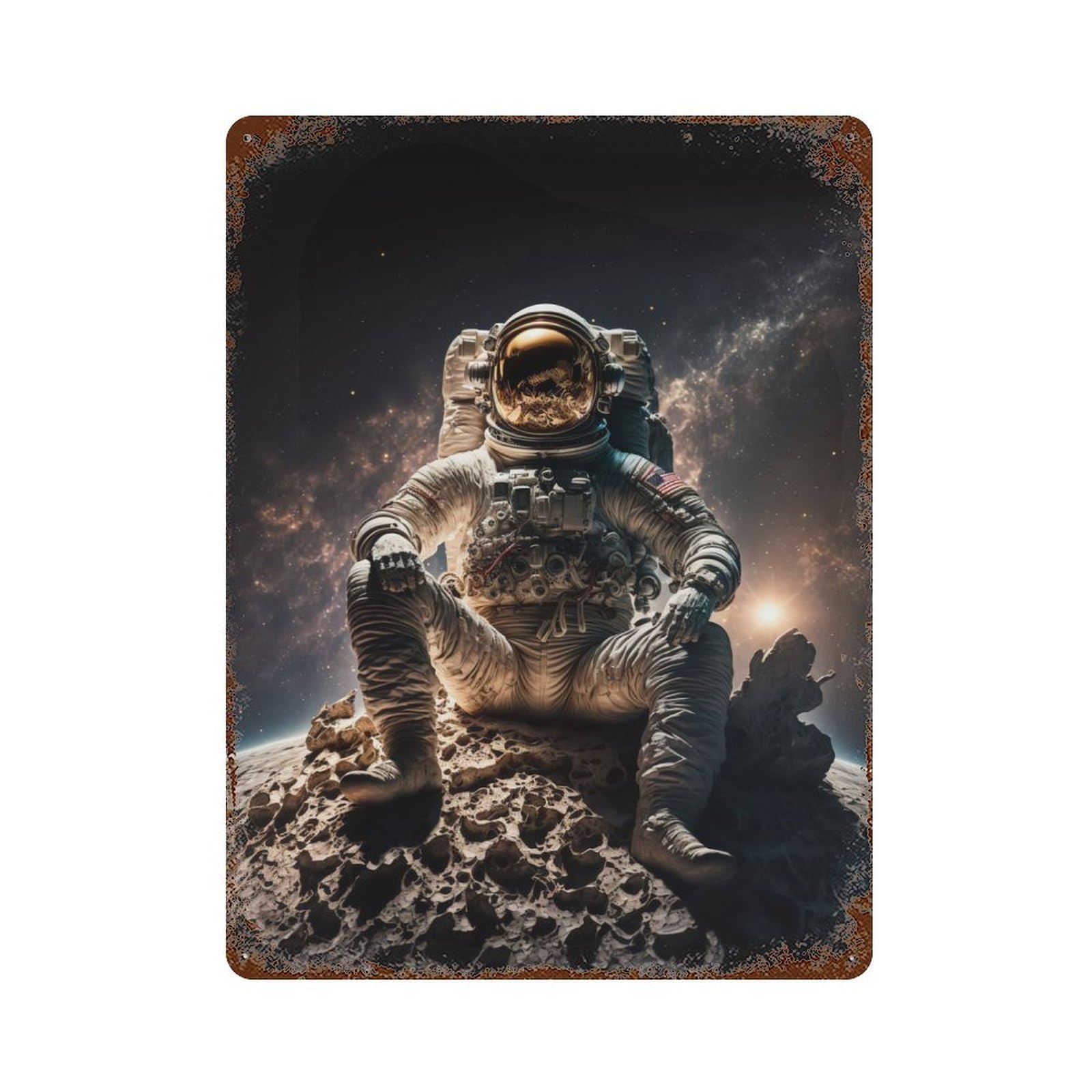 Decorative Tin Sign Cosmic Contemplation 15.7"x11.8", Novelty Wall Decor for Shed, Workshop And Garage Wall Decor