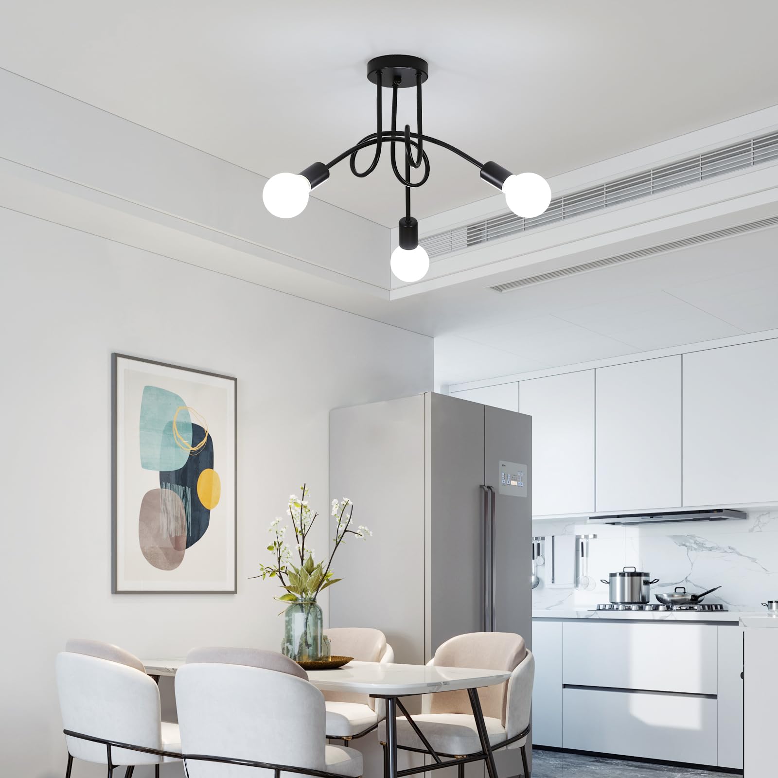 Toolight Lampadario Vintage, E27 Plafoniera Industriale a 3-Luci, Lampadari LED Soffitto per Soggiorno Camera da letto Sala da pranzo Guardaroba Corridoio, Nero,Ø40cm (lampadine non incluse)