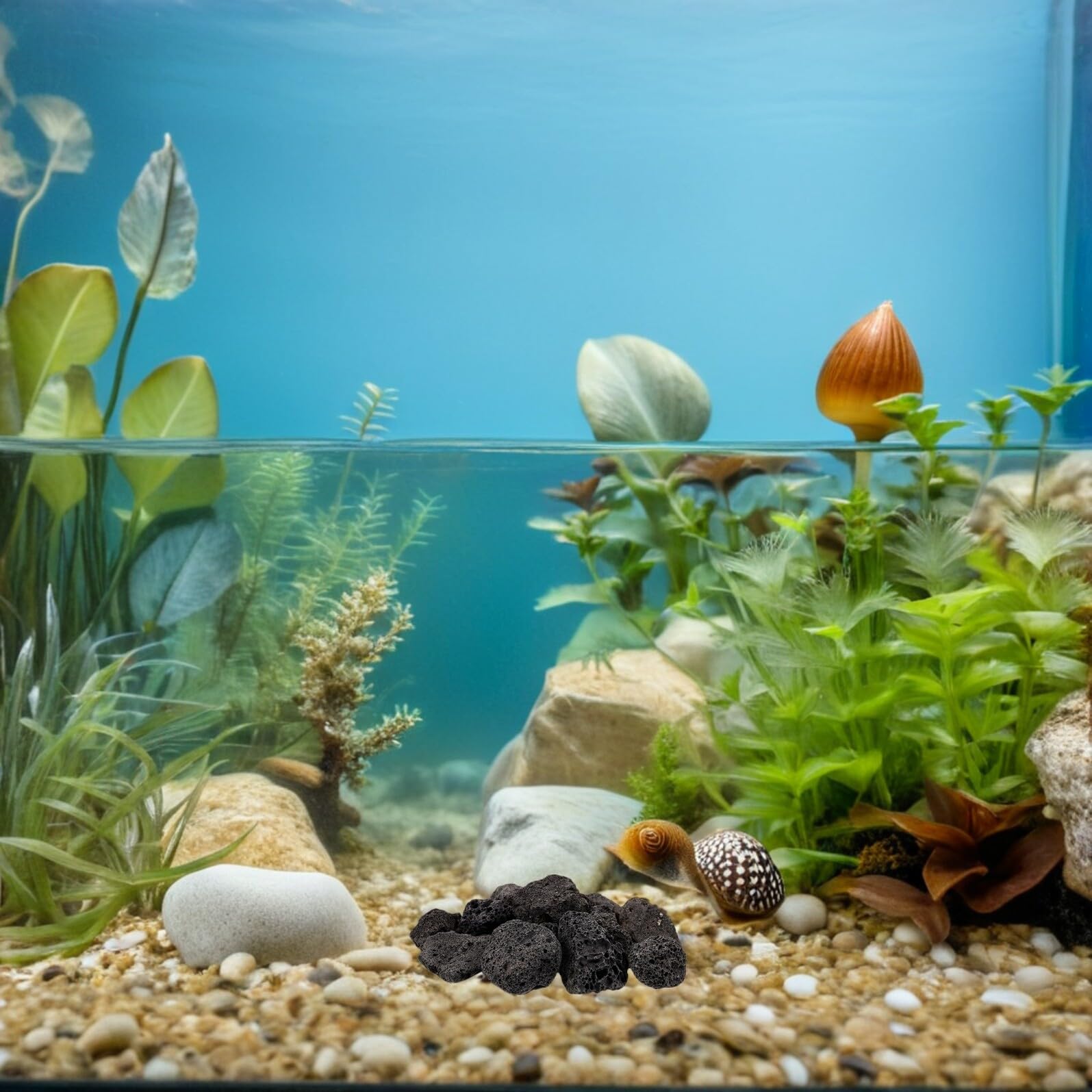 1 paquet de roches volcaniques noires pour aquarium - Décoration d'aquarium - Pierre volcanique décorative pour plantes en pot - Pierre volcanique