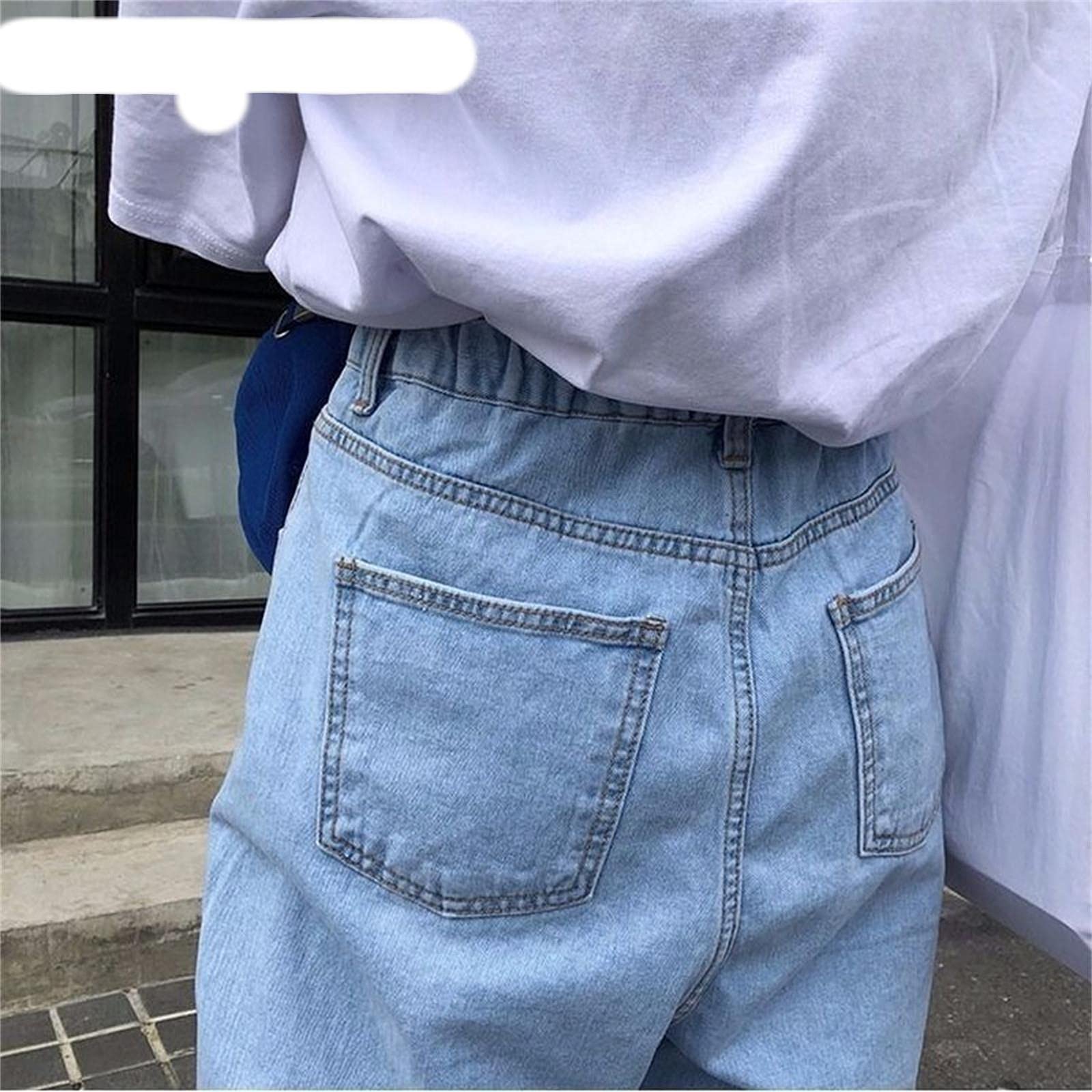 UKKO Jeans da Donna Jeans Donne Solid Vintage Vintage Vita Alta Gamba Larga Gamba Pantaloni Denim Slittati