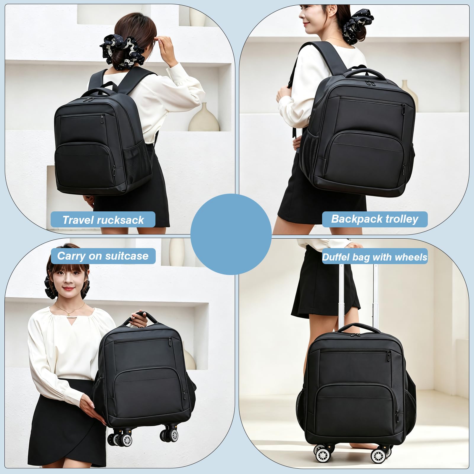 Zaino Bagaglio a Mano per Aereo Borsa da Viaggio Borsone Trolley 2 in 1 da Cabina Valigia Zainetto Travel Backpack Unisex Scuola e Universit Business Lavoro，Grigio：Medio