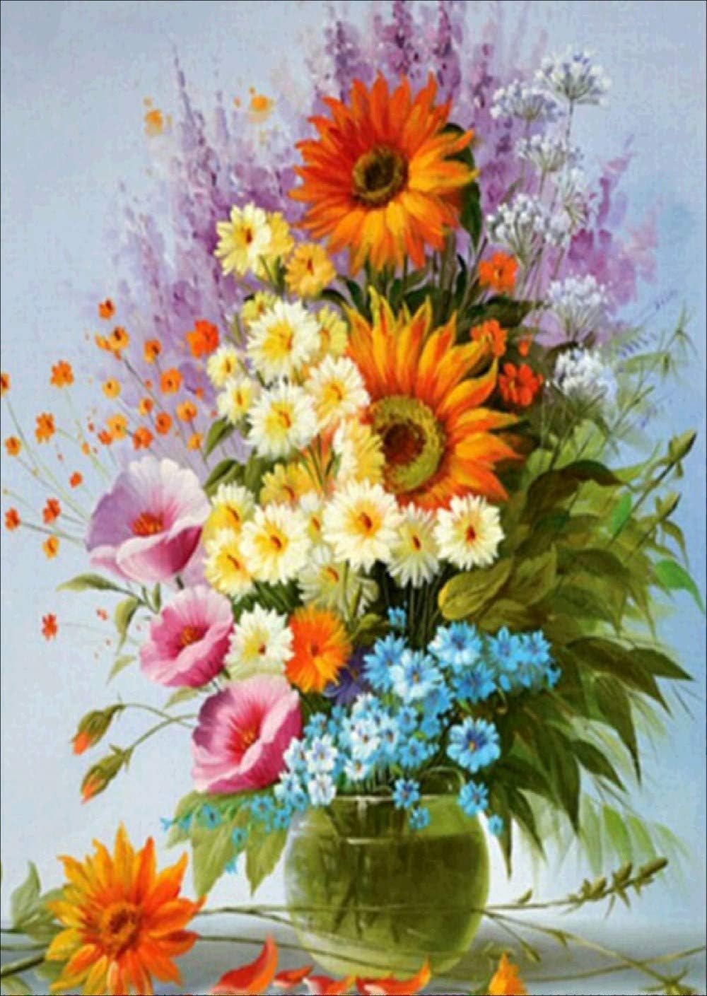 Flower Vase Diamond Painting Kits - PigBoss 5D Full Round Drill Diamond Painting by Numbers - Diamond Embroidery Cross Stitch Art Decor Gift for Adults (11.8 x 15.7 inches)