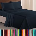 Elegant Comfort Luxurious Premium Hotel Quality Microfiber Three Line Embroidered Softest 4-Piece Bed Sheet Set, Wrinkle and Fade Resistant, Queen, Orange
