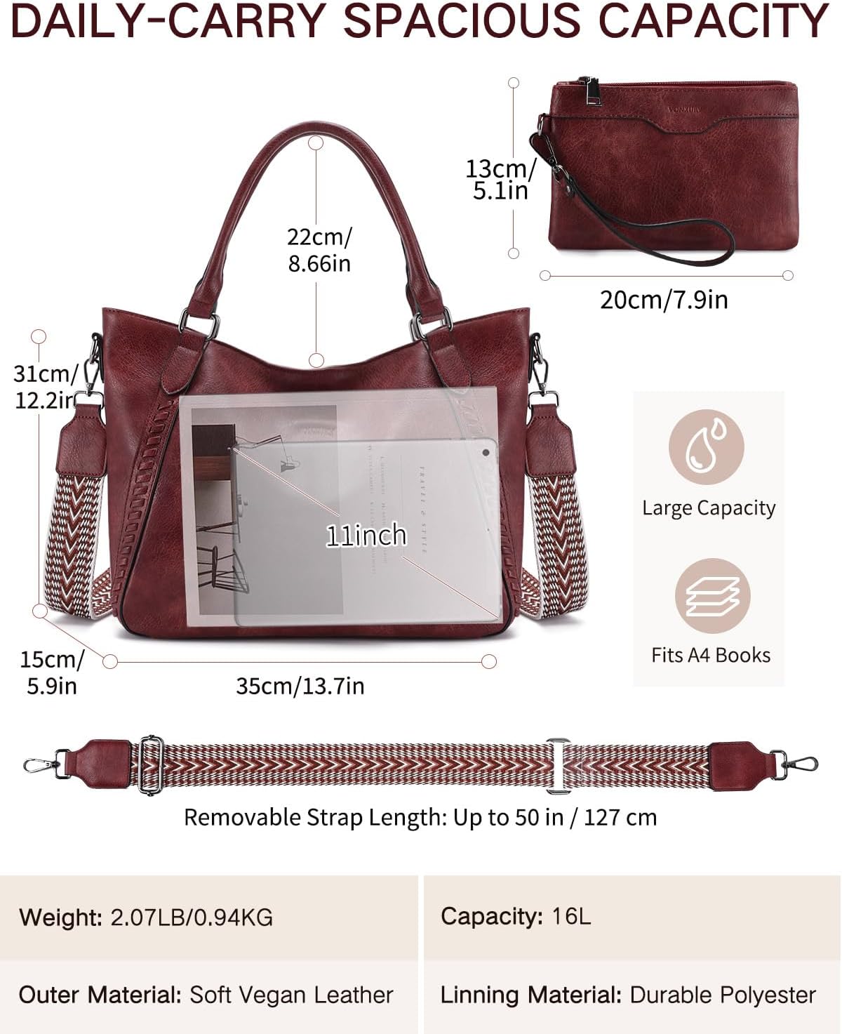 VX VONXURY Handbags for Women Hobo Bag PU Leather Shoulder Bag with Adjustable Shoulder Strap Fashion Crossbody Bag