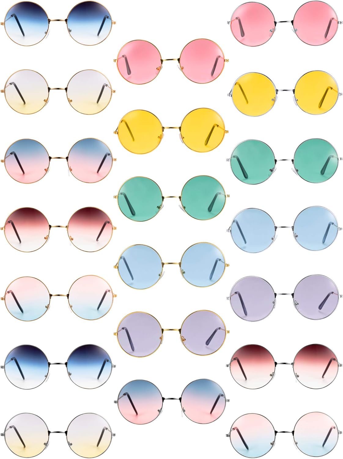 Blulu 20 Pairs Round Hippies Sunglasses John 60's Style Circle Colored Glasses - Image 6