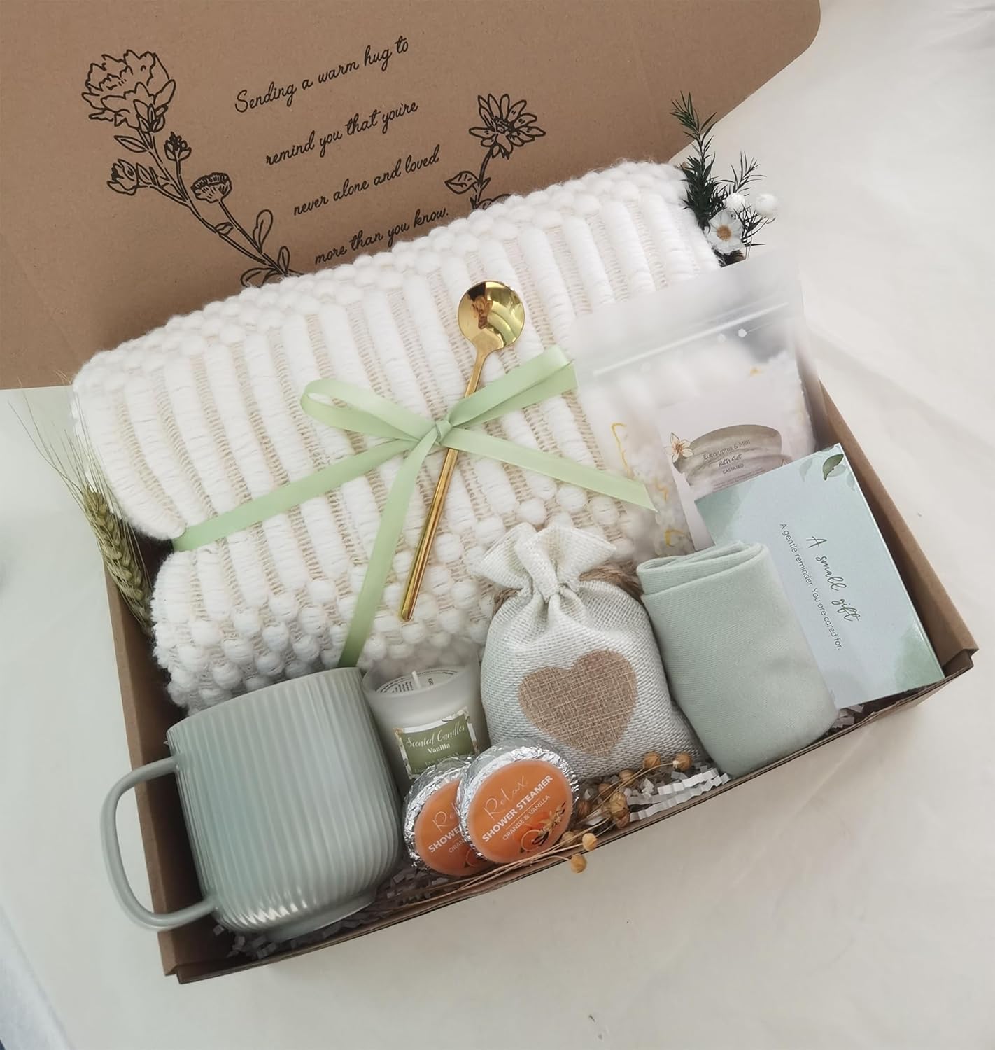Get Well Soon Gift Basket- Relaxation, Birthday,Mothers Day /Self Care Package, After Surgery, Sympathy Gift for Loss of Loved One, Thinking of You Gift Set, Grief/Comfort/Miscarriage Gift for Women