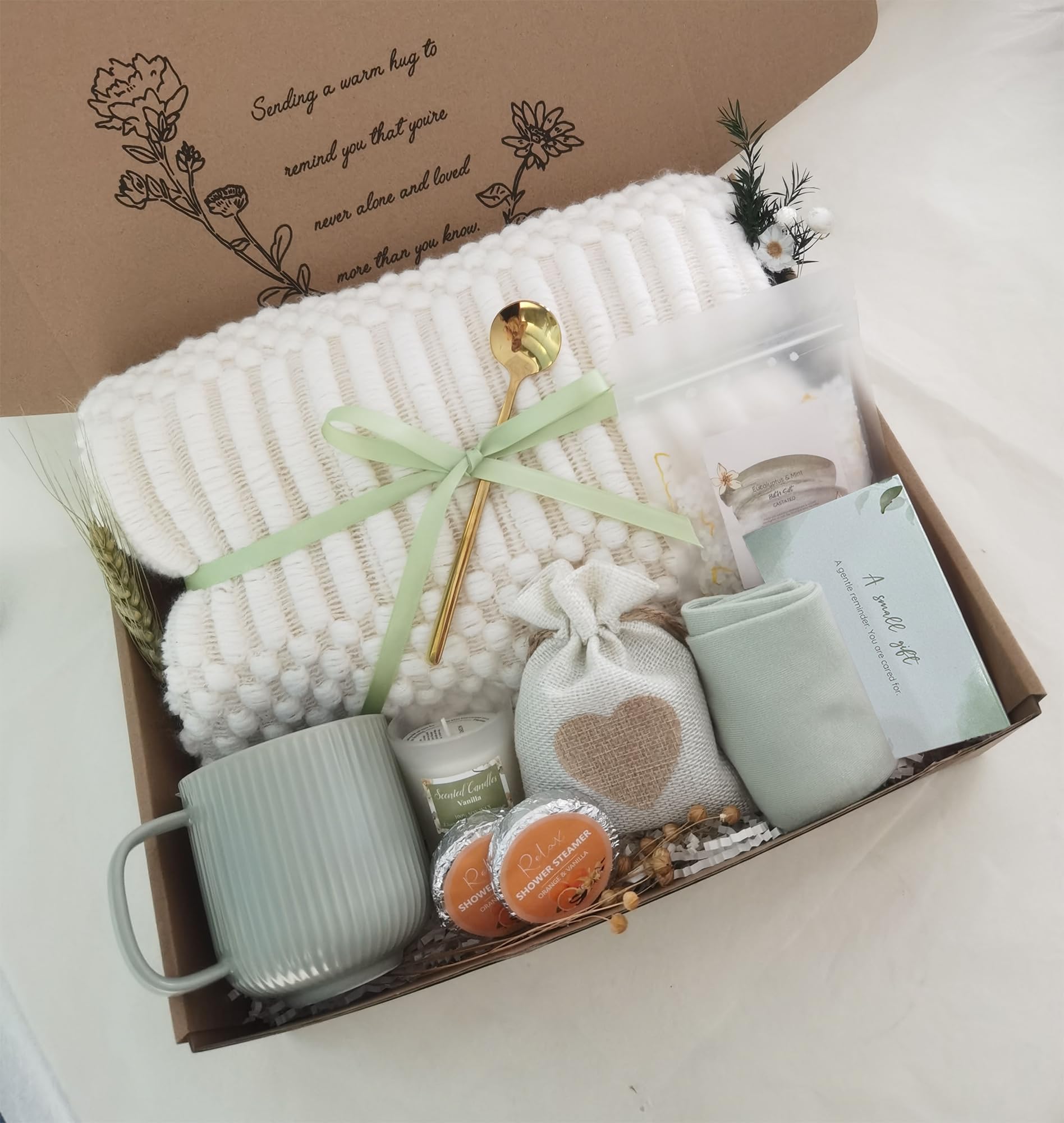 Get Well Soon Gift Basket- Relaxation, Birthday,Mothers Day /Self Care Package, After Surgery, Sympathy Gift for Loss of Loved One, Thinking of You