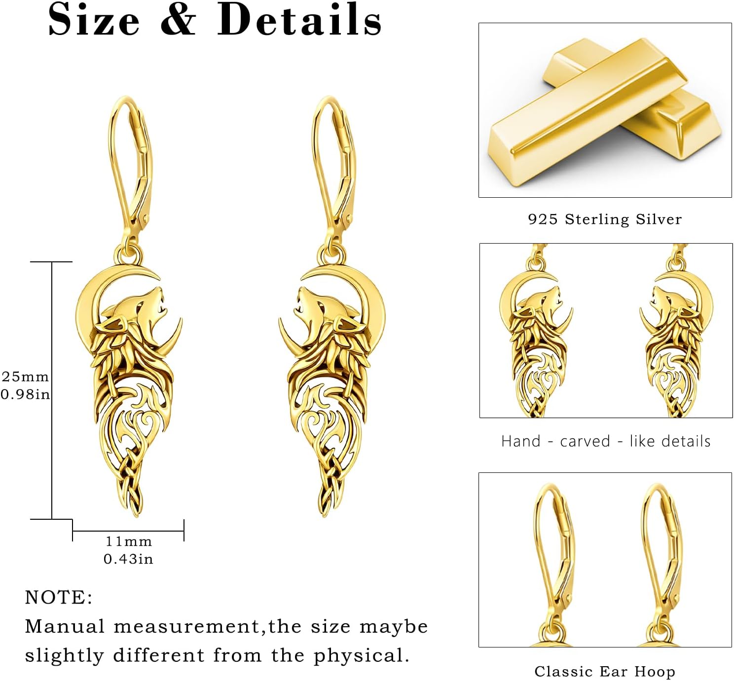 Wolf Earrings for Men Women, Viking Dangle Earrings, Gothic Animal Earrings, Norse Wolf Jewelry, Viking Earrings Gift for Her Him