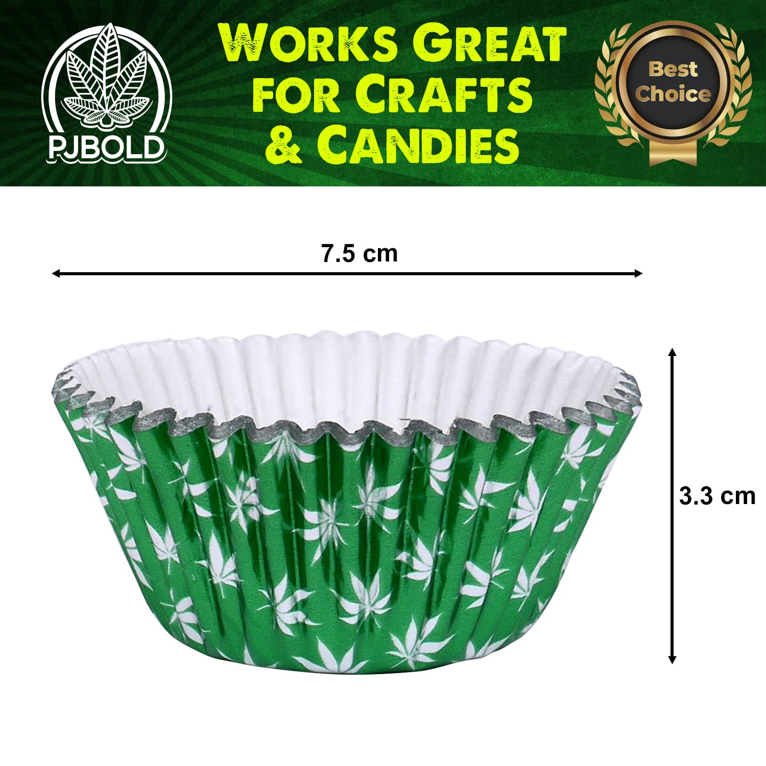 Green Foil Cupcake Liner with Marijuana Leaf Design