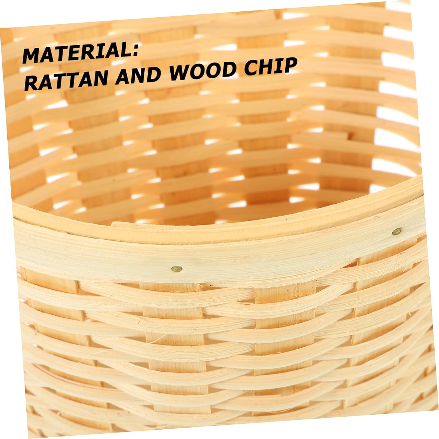 Wall Hanging Basket Set of 2, Rattan and Wood Chip for Kitchen Storage image 3