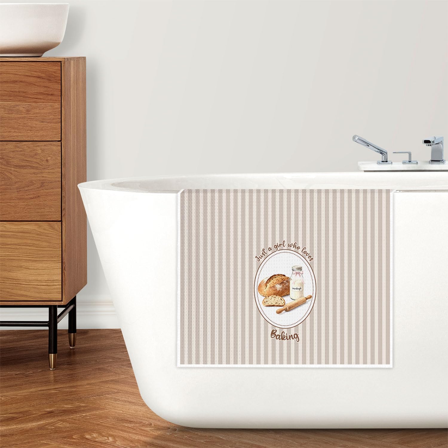 Baking Gifts Kitchen Towels for Women Girls, Vintage Striped Sourdough Bread Hand Tea Dish Towels for Kitchen Bathroom Decor, 16x24 Inches - Image 5