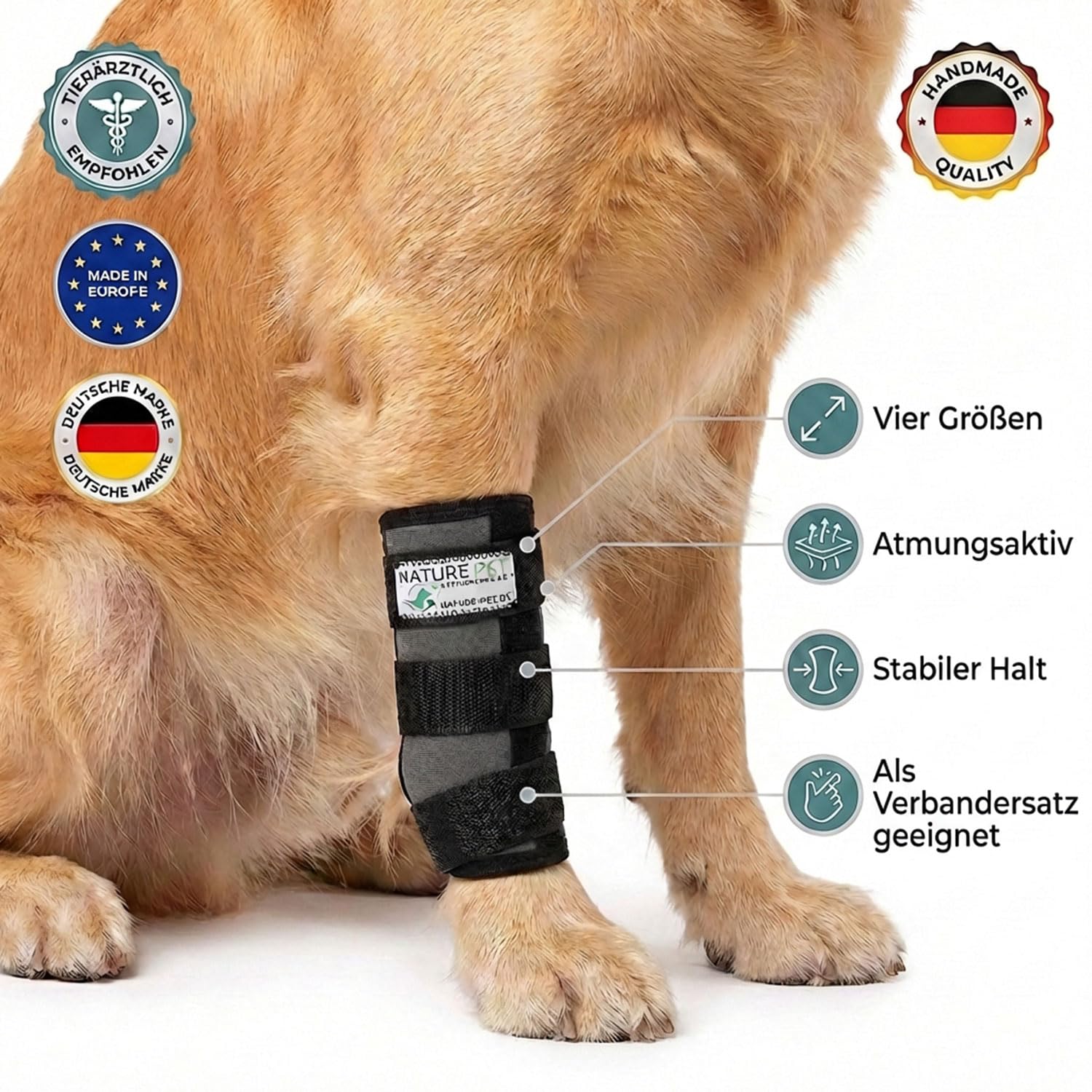 Nature Pet Sport Gelenk Bandage Gelenk- & Knochenschutz für Hunde - geeignet für Agility, Flyball und Hunde Frisbee - Bandage bei leichter Arthrose oder Leckschutz und Verbandschutz nach OP (L)