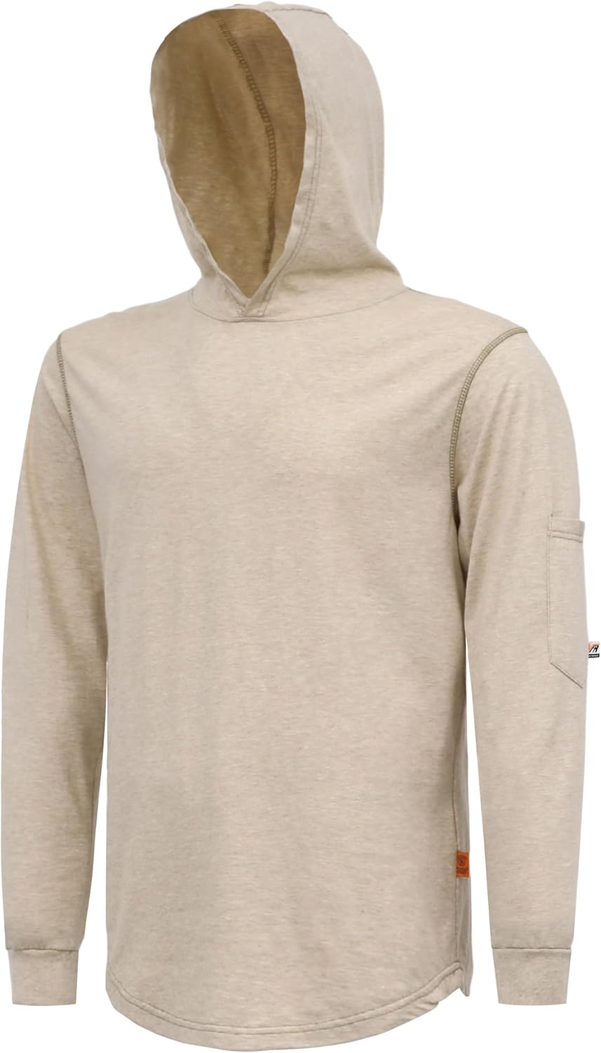 VATRENUS FR Shirts Hooded T Shirt 6oz Lightweight Heather Series Flame Resistant Heather Gray 100% C Fire Retardant Hoodie