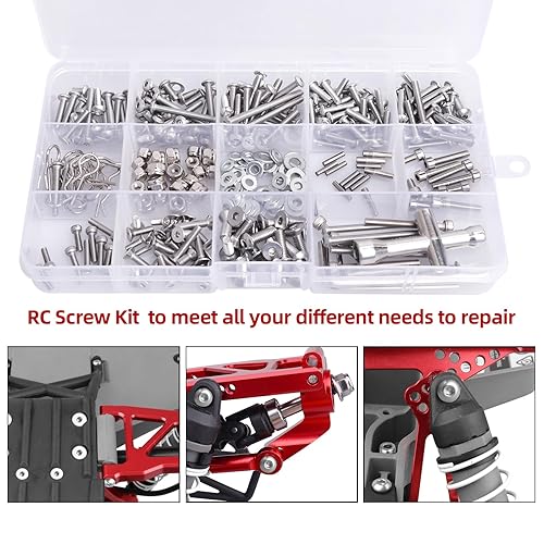 Miniatura 3 de Kit de tornillos RC M2.5 M3 M4, arandelas, tuercas de bloqueo, clips de cuerpo, pasadores de rueda, llave cruzada, cierre de hardware para 110