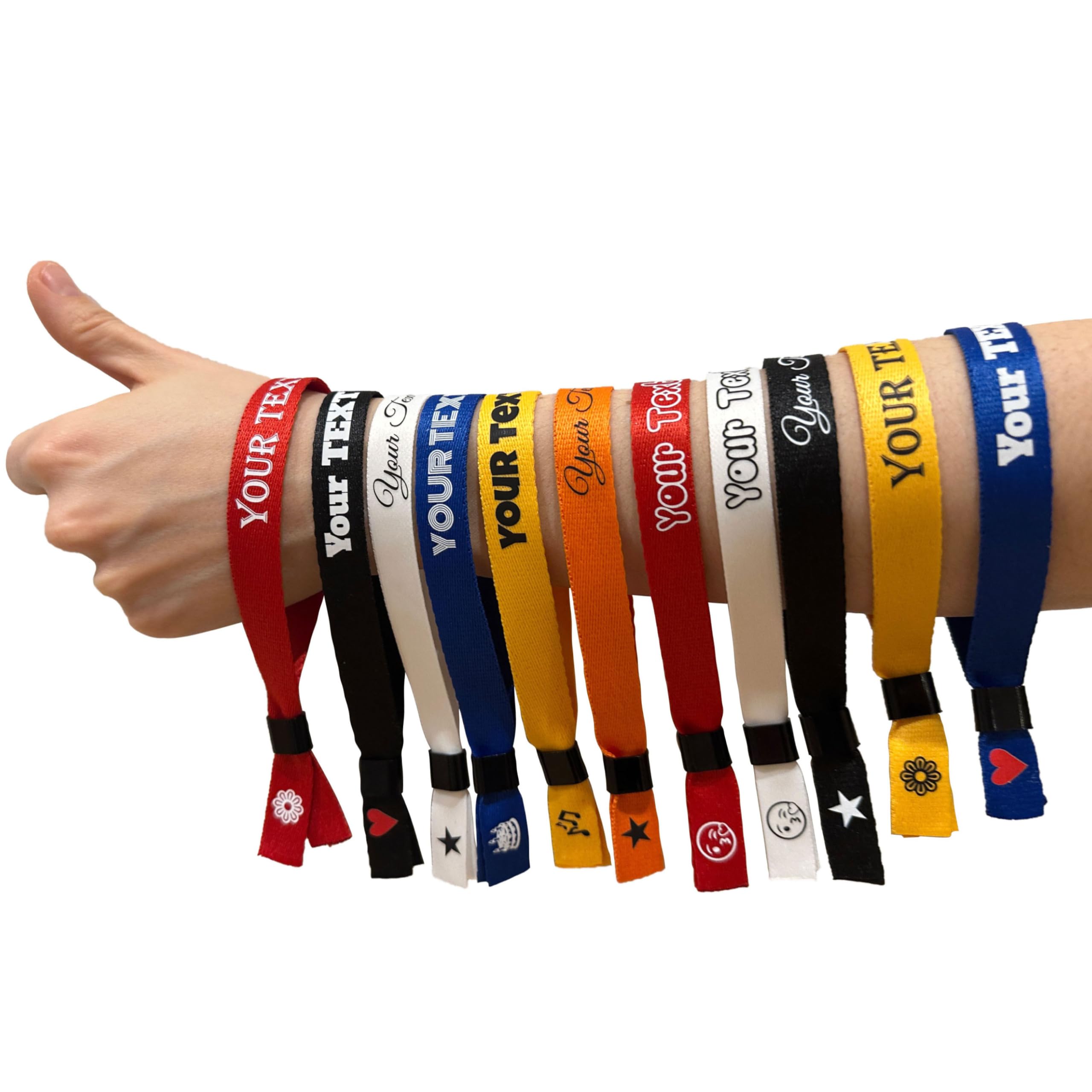 100 Nero Braccialetti in Tessuto Personalizzati – Fasce di Controllo per Festival, Eventi, Feste e Concerti, Bracciali in Tessuto Regolabili