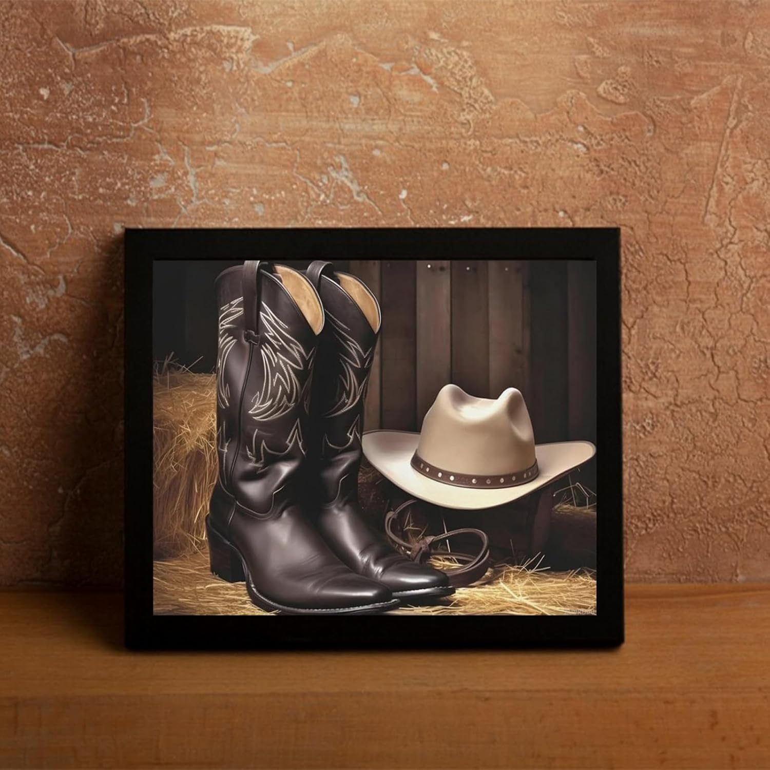 ZUVRDIAI Paint by Numbers for Adults Beginner DIY Digital Oil Painting Kits on Canvas with Brushes and Acrylic Pigment Cowboy Hat Western Boots Drawing Paintwork 16x20inch Frameless