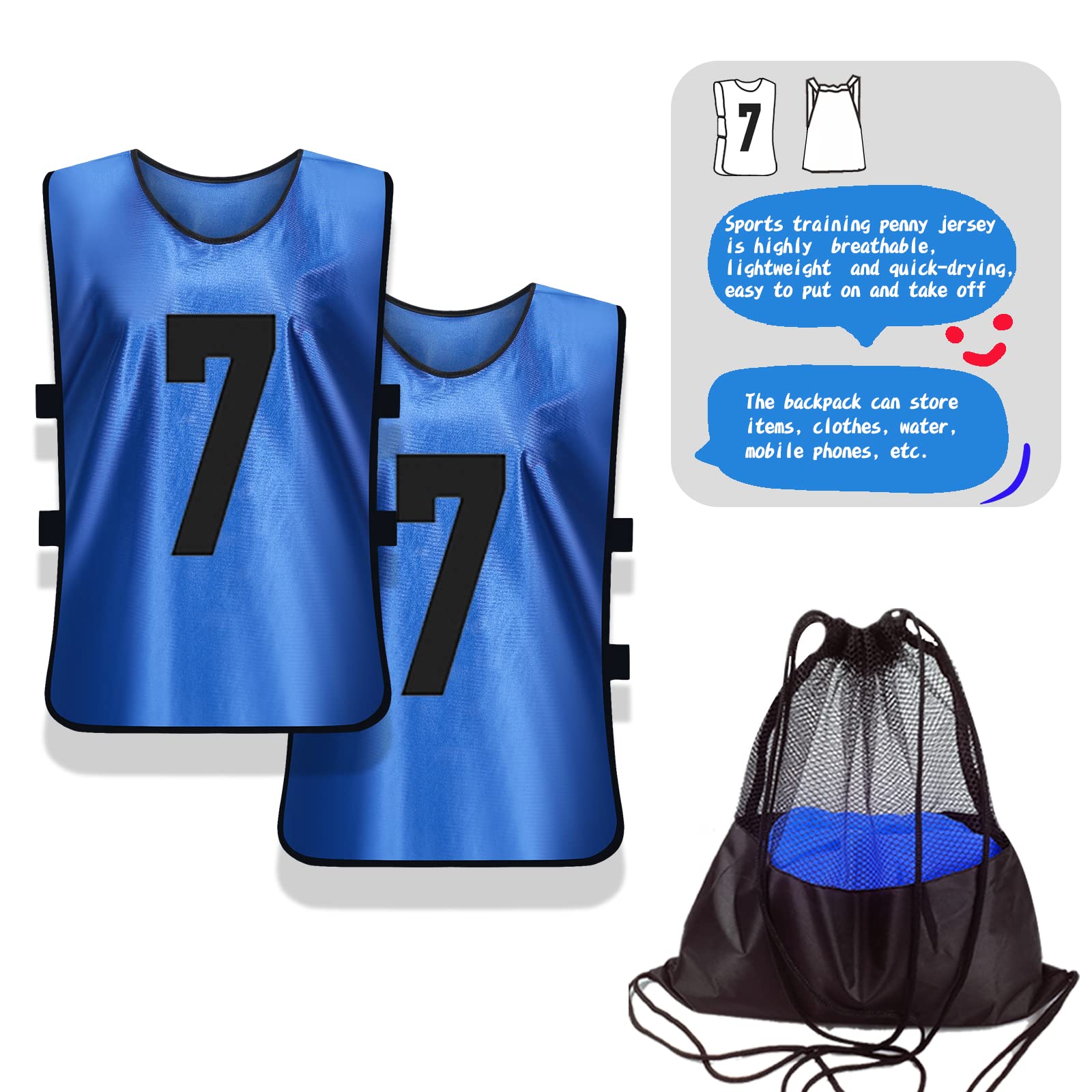 Scrimmage Trainingsweste (12er-Pack) Teamsport Pinnies Trikots für Erwachsene Jugendliche Fußball Lätzchen mit Zahlen Training Trikots